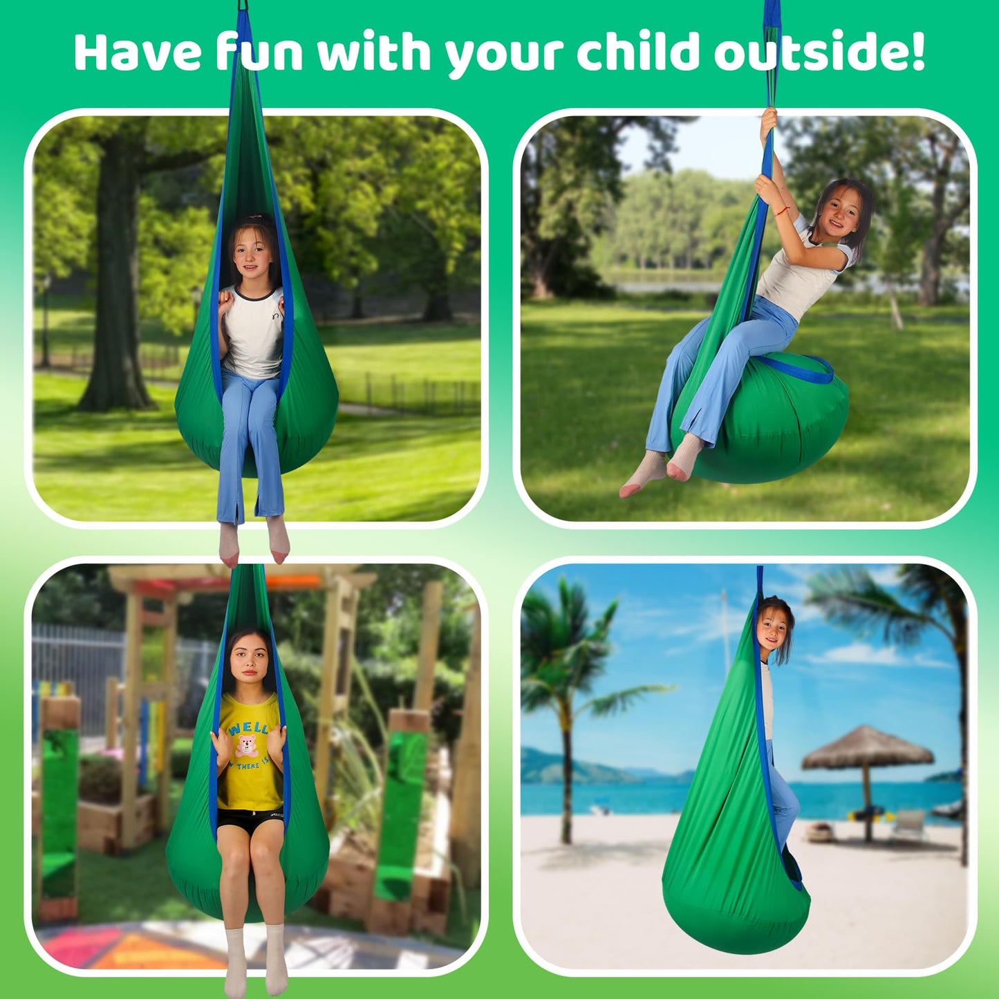 HiCamer Sensory Swing for Kids indoor and outdoor Pod hammock Chair Seat Upgrade Max 300 lbs Hanging Swing with Inflatable Cushion Includes Hardware Hanger Kit for Aspergers Autism ADHD (Cranberry)