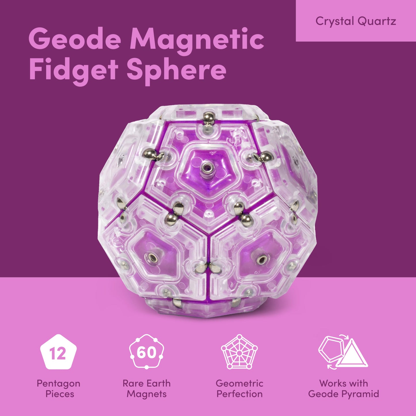 Speks Geode Magnetic Fidget Toy | Sensory Desk Toy for Adults & Teens 14+ | Stress Relief Gift | Sphere, Cool