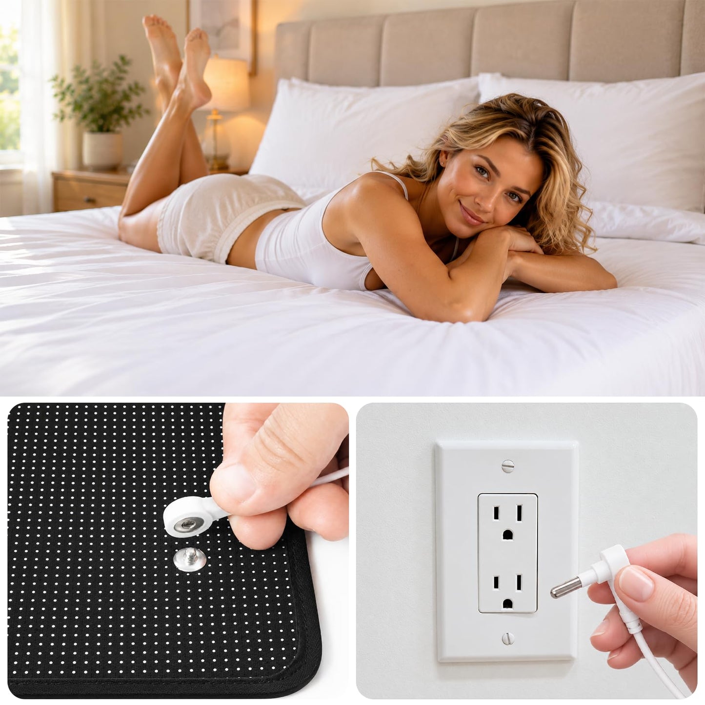 Grounding Mat for Bed,Grounding Bed Mat with Grounding Cord, Earth Pad Grounding Mat, Grounding Pad for Improving Sleep
