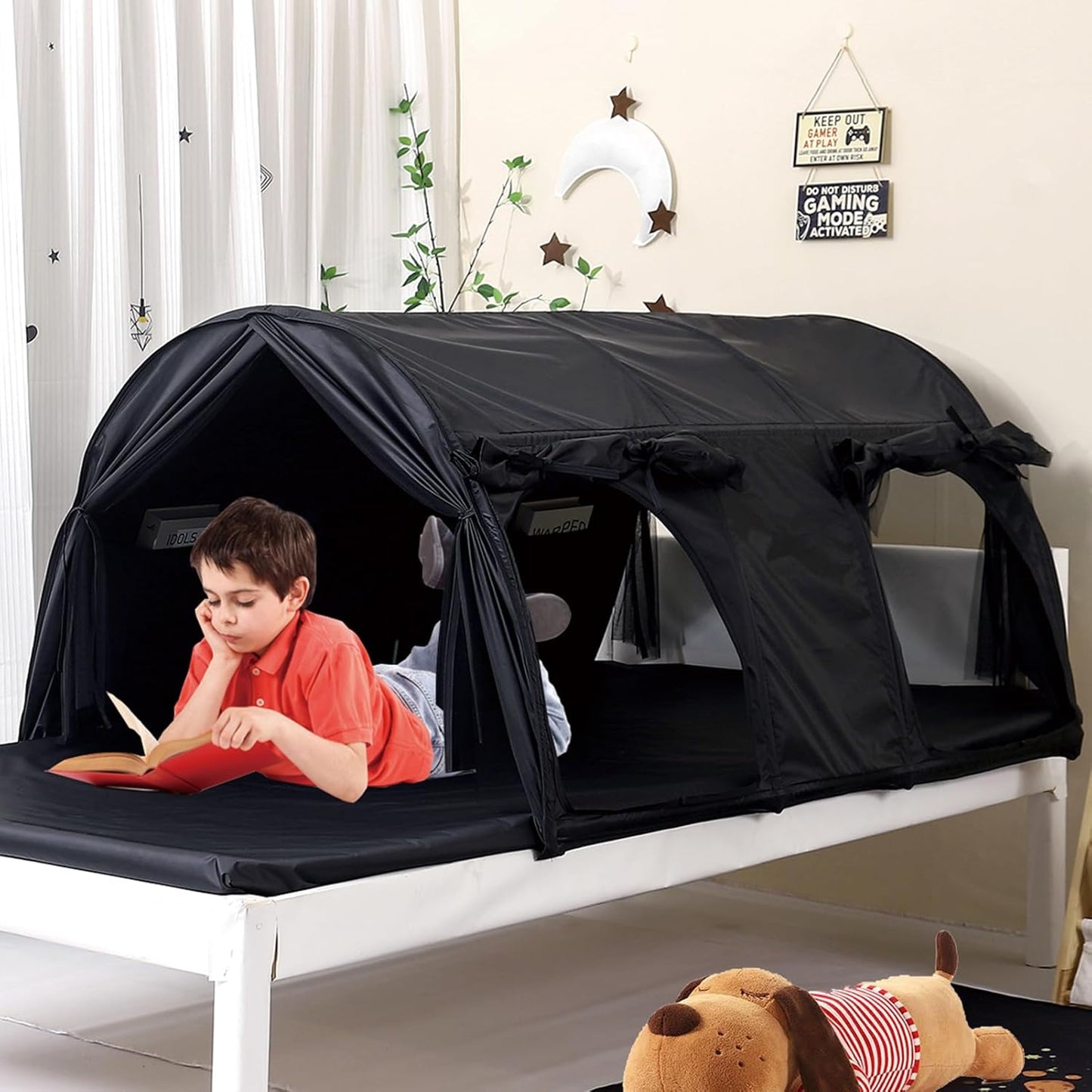 Sensory Bed Tent for Kids, Lucky Castle Black-Out Bed Tent for Children with Autism, ADHD, SPD- Calm Down Corner Helps Kids Relax, Reduce Anxiety & Improve Focus- PlayTent with Door & Window