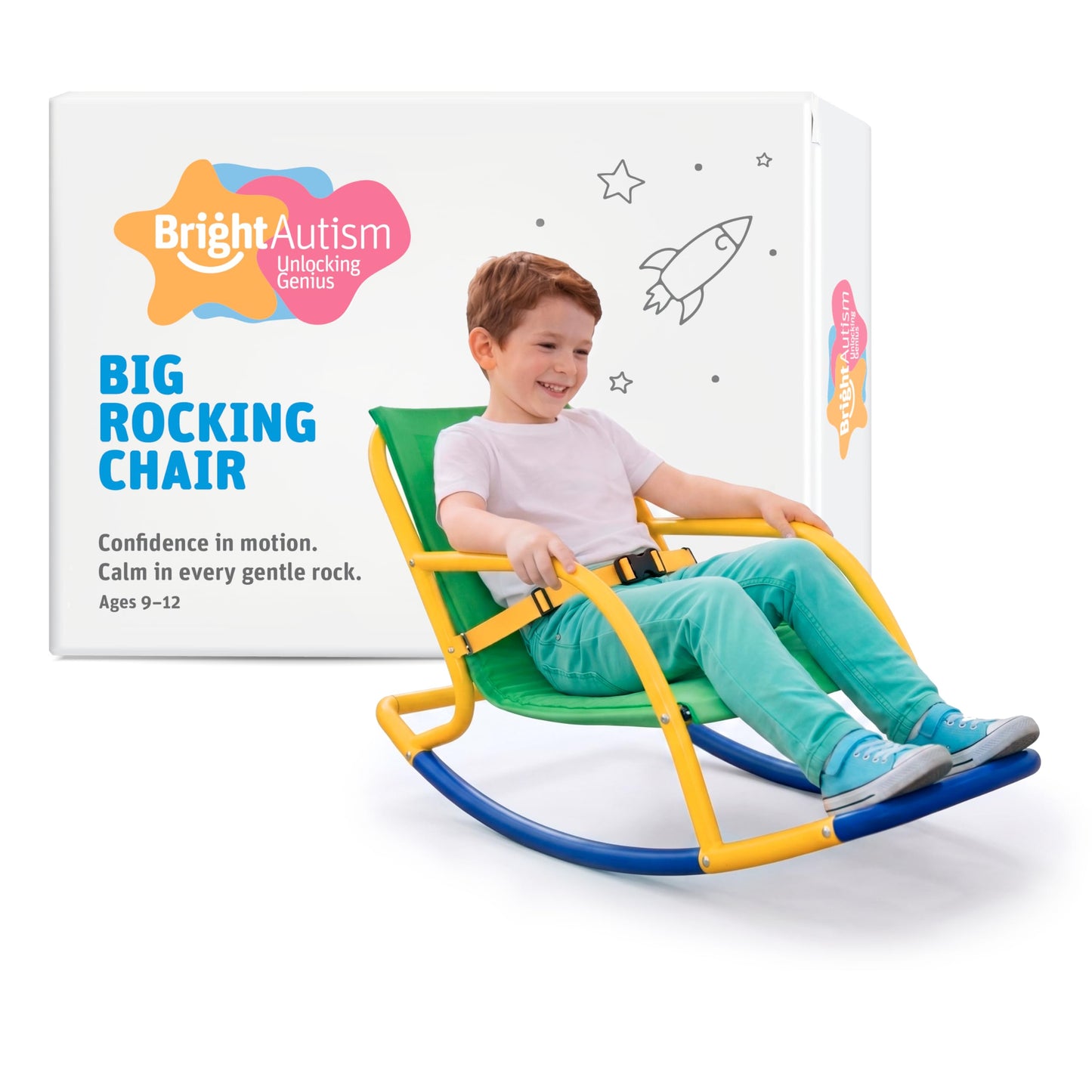 Bright Autism Sensory Rocking Chair for Kids (3–8 Years) – Indoor & Outdoor Kids Little Rocking Chair for Autism & ADHD | Unlocks Focus, Balance & Creativity | Bedroom, Playroom & Classroom
