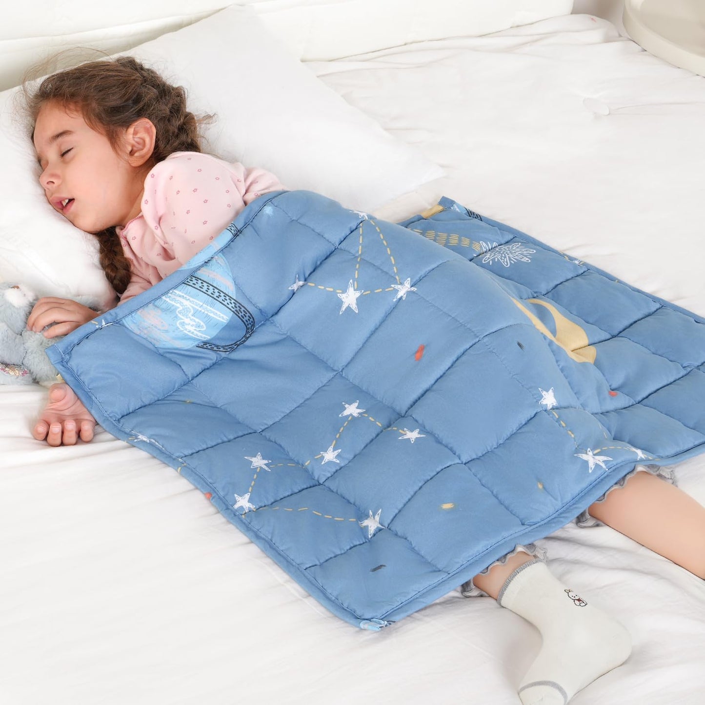 Kivik Weighted Blanket 3lbs, Blue Dinosaur Weighted Blankets, Cute Small Weighted Blankets 3 Pounds, Washable Soft Heavy Blanket Throw for All-Season, 36x48 Inches Blue