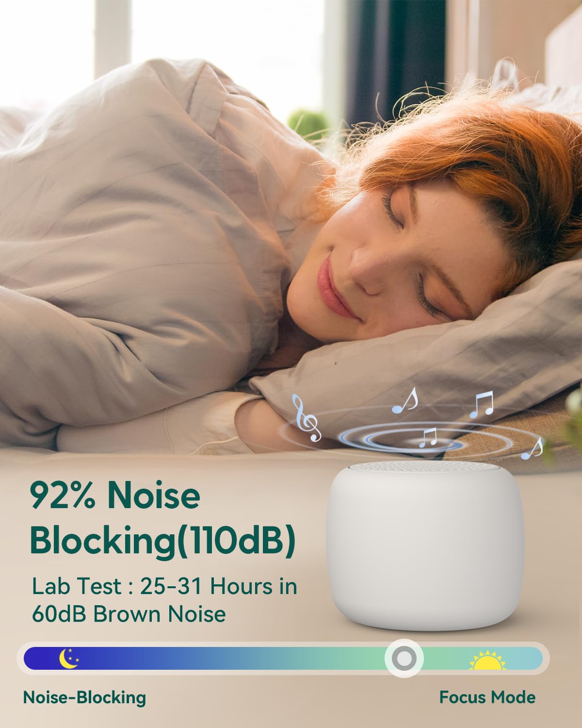 Babelio White Noise Sound Machine for Adults Kids Baby, Mini, 15 Non-looping Sounds, Timer, Memory Function, Easy to Pocket and Travel White