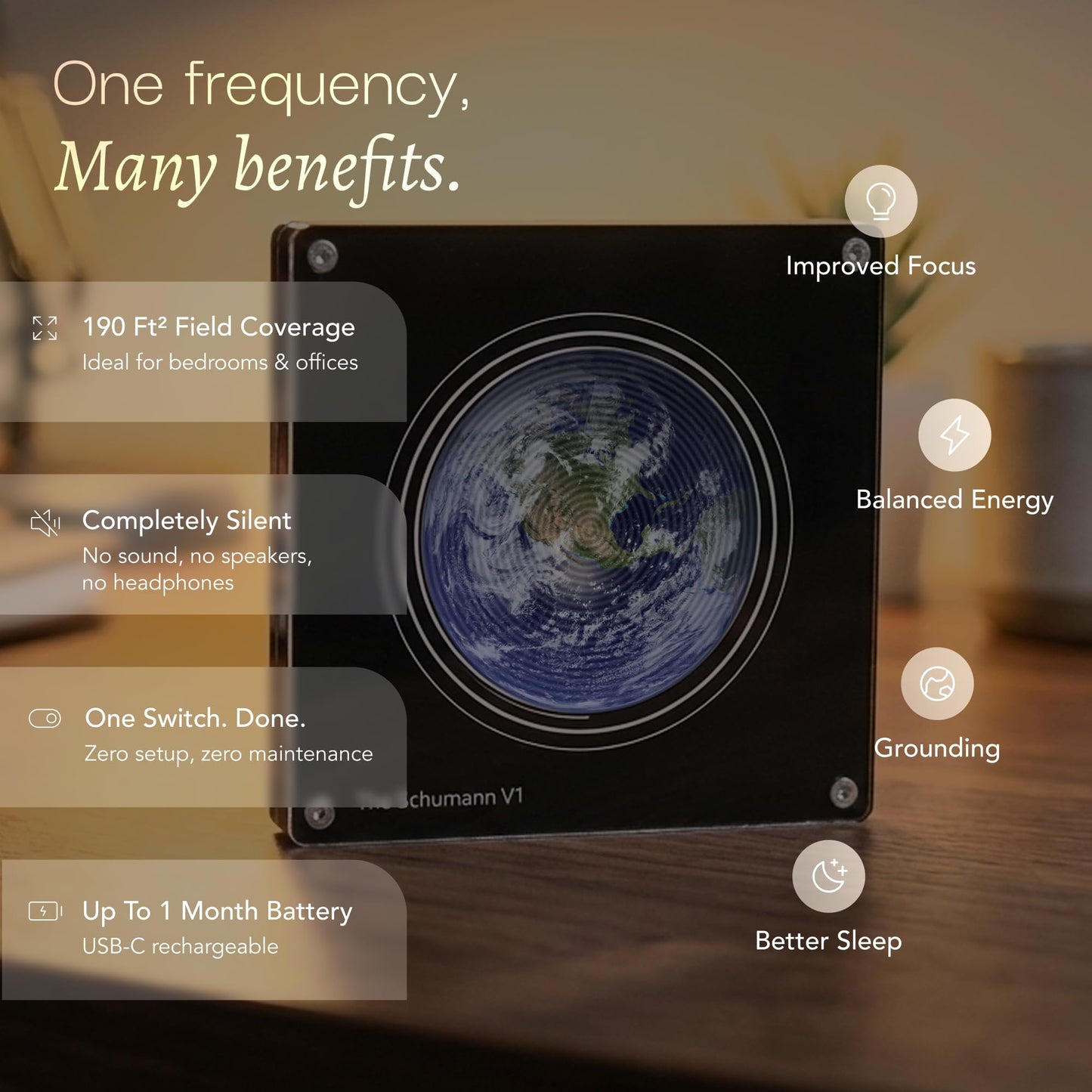 The Schumann Frequency Generator for Healing V2 Pro, 0.01-999.99 Hz Adjustable Schumann Resonance Generator Device for Sleep,Wellness & Meditation,USB-C Rechargeable, Portable Natural Therapy Machine