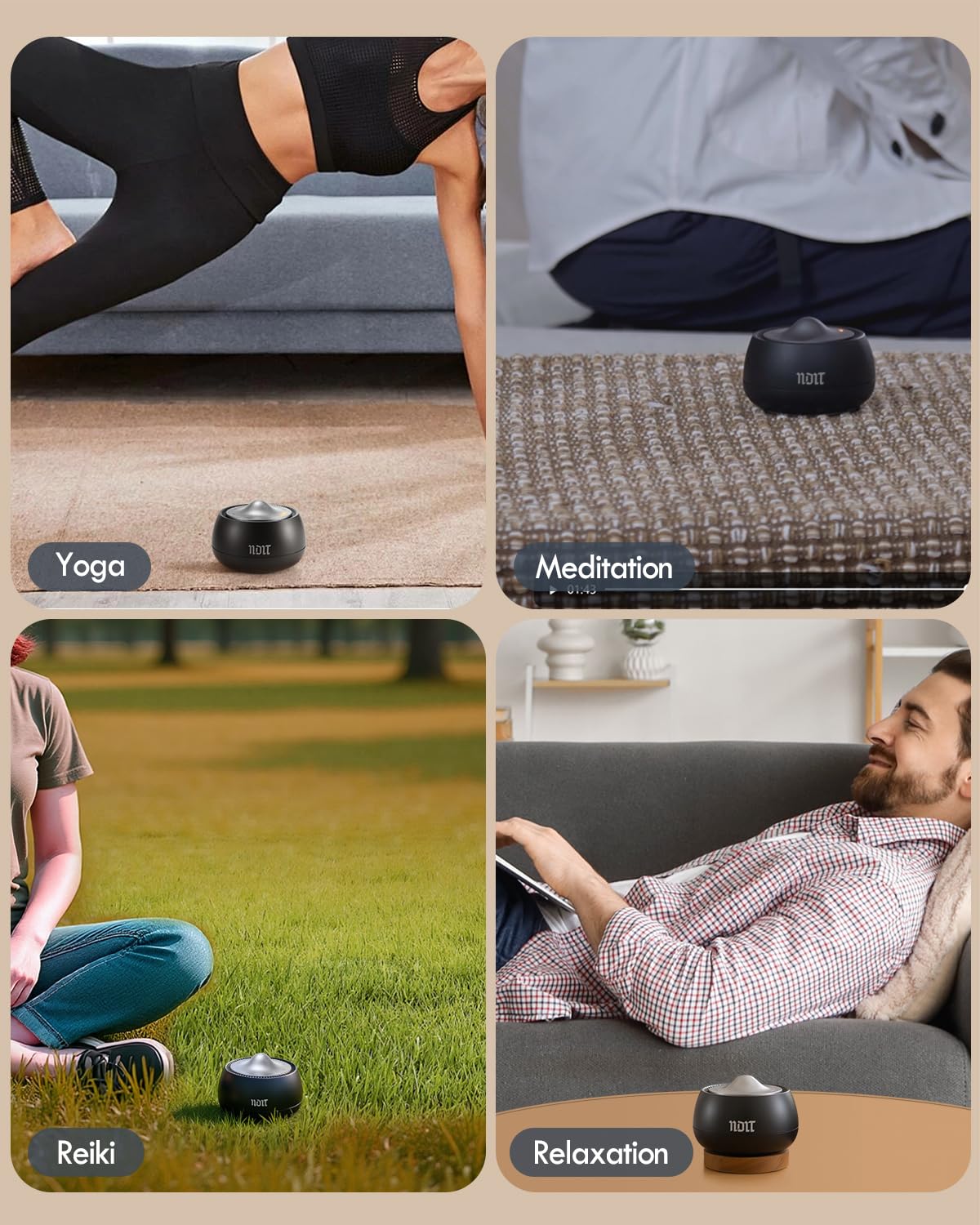 Portable Electronic Tibetan Singing Bowl, 8 Chakra Modes with 8 Chakra Cycle Play Mode, Auto/Manual Mode, Vibration & Built-in Timer, USB-C Rechargeable Meditation Device for Yoga, Reiki, Relaxation