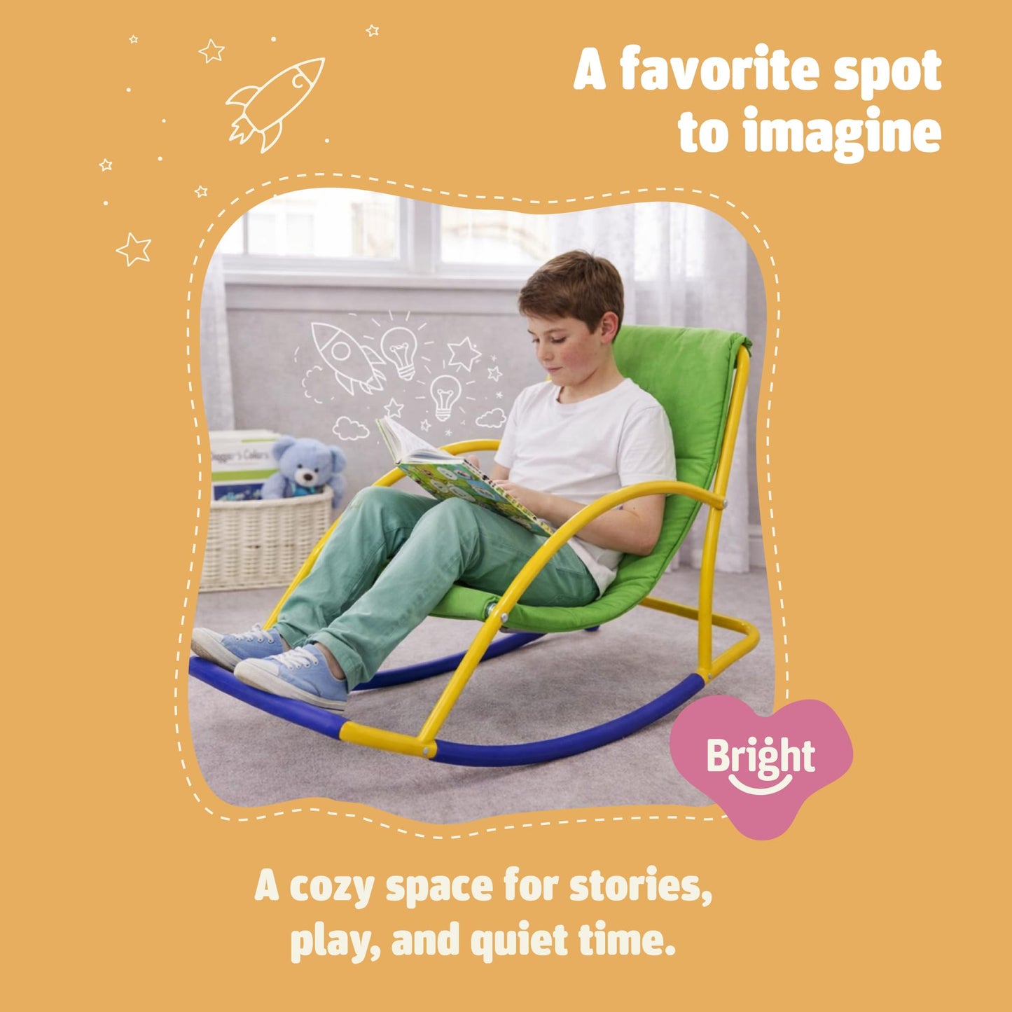 Bright Autism Sensory Rocking Chair for Kids (3–8 Years) – Indoor & Outdoor Kids Little Rocking Chair for Autism & ADHD | Unlocks Focus, Balance & Creativity | Bedroom, Playroom & Classroom
