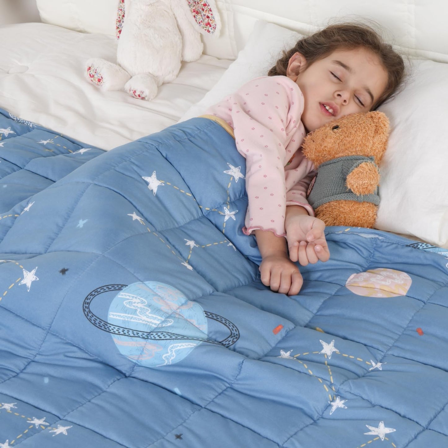 Kivik Weighted Blanket 3lbs, Blue Dinosaur Weighted Blankets, Cute Small Weighted Blankets 3 Pounds, Washable Soft Heavy Blanket Throw for All-Season, 36x48 Inches Blue