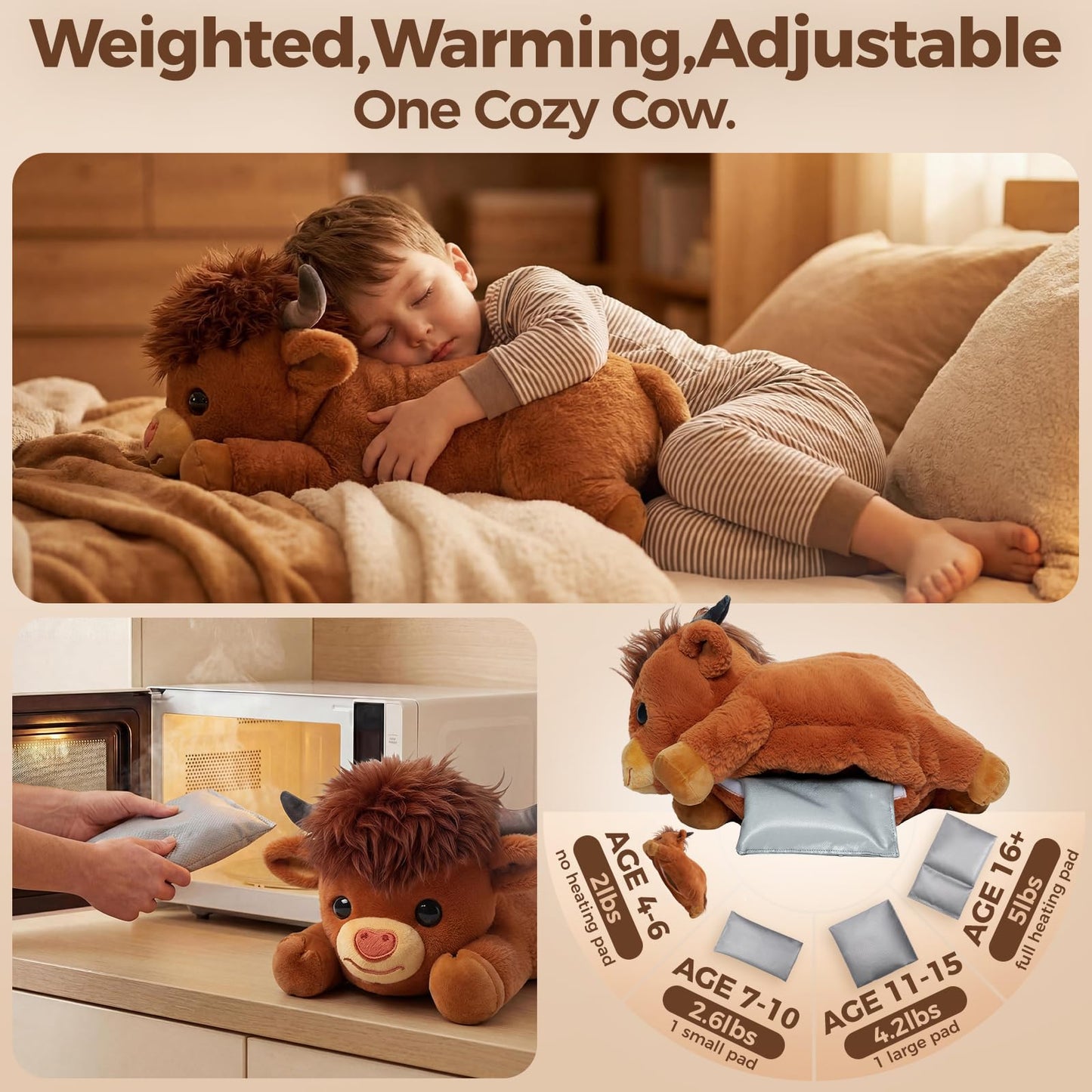 Mewaii Weighted Stuffed Animals 5 lbs Adjustable, Heated & Coolable 23 Inch Plush for Realistic Hug, Microwavable Removable Inner Pad, Cat Gifts for Adults & Kids (Black)