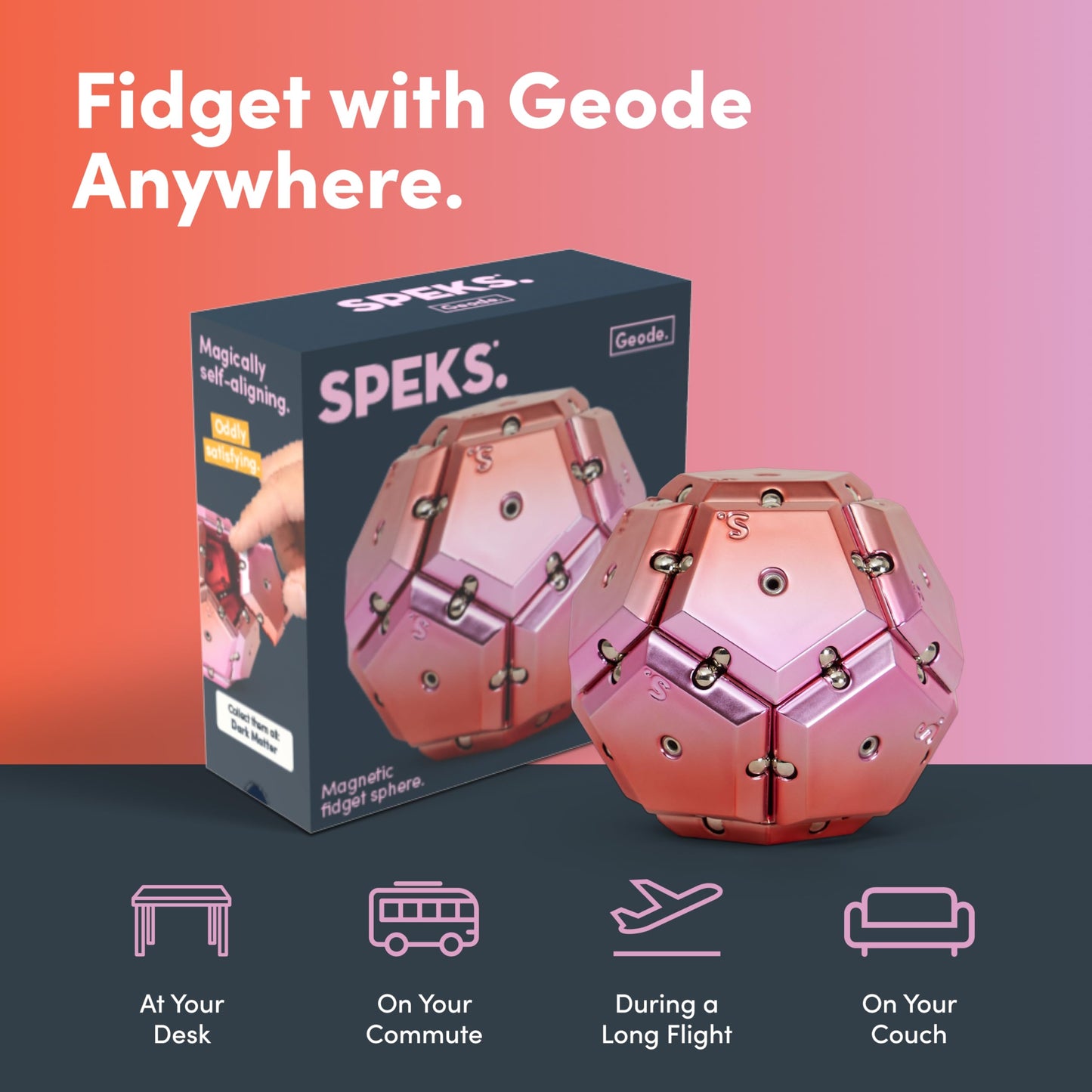Speks Geode Magnetic Fidget Toy | Sensory Desk Toy for Adults & Teens 14+ | Stress Relief Gift | Sphere, Cool