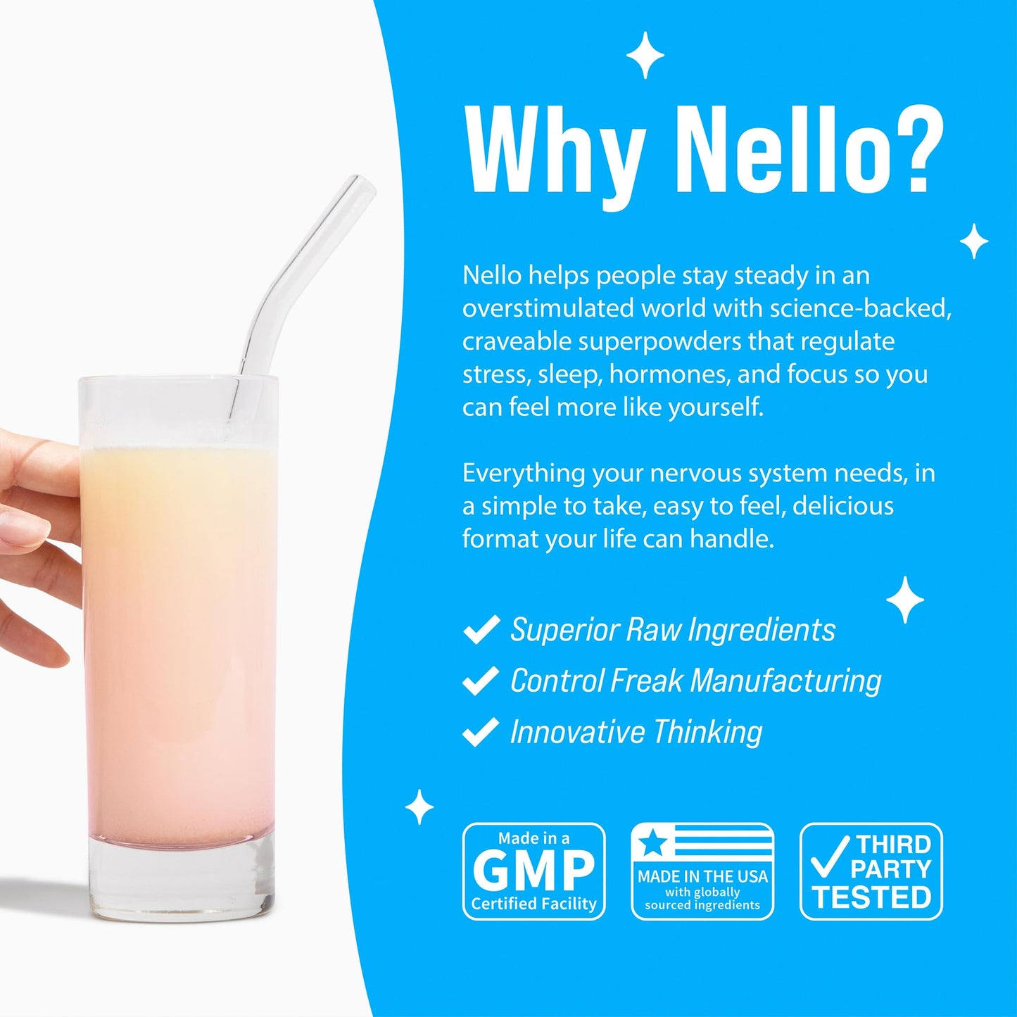 Nello Supercalm Powdered Drink Mix, Cortisol Reducer and Sleep Aid Supplement, L Theanine, Ksm-66 Ashwagandha, Magnesium Glycinate, Vitamin D 3, No Sugar, Non GMO, On The Go, 20 Ct, Raspberry Lemonade