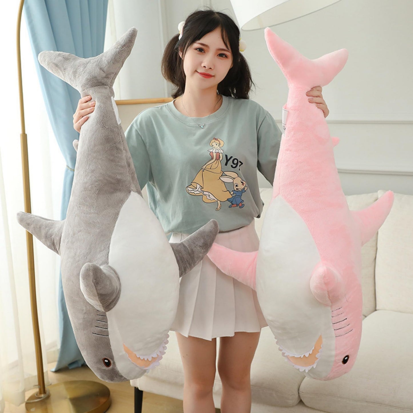 39.4 Inch XXL 15% Chubbier Weighted Giant Shark Stuffed Animal,Soft Chonky Shark Toys Shark Plush Pillows Stuffed Shark for Brave Boy's and Girl's Room Décor,Perfect Stress Relief for Women