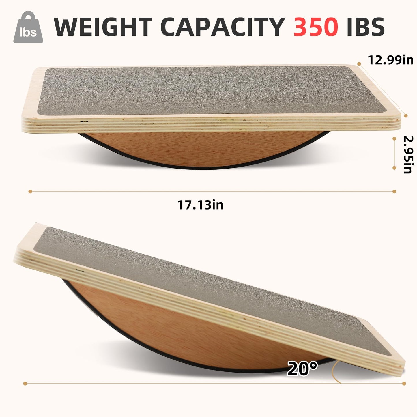 Juoe Balance Board Wobble Board for Adults and Kids - Anti-Slip 350LBS Balance Board for Physical Therapy,Balance Training,Posture Correction,Standing Desk Core Strength Wooden Balance Rocker Board