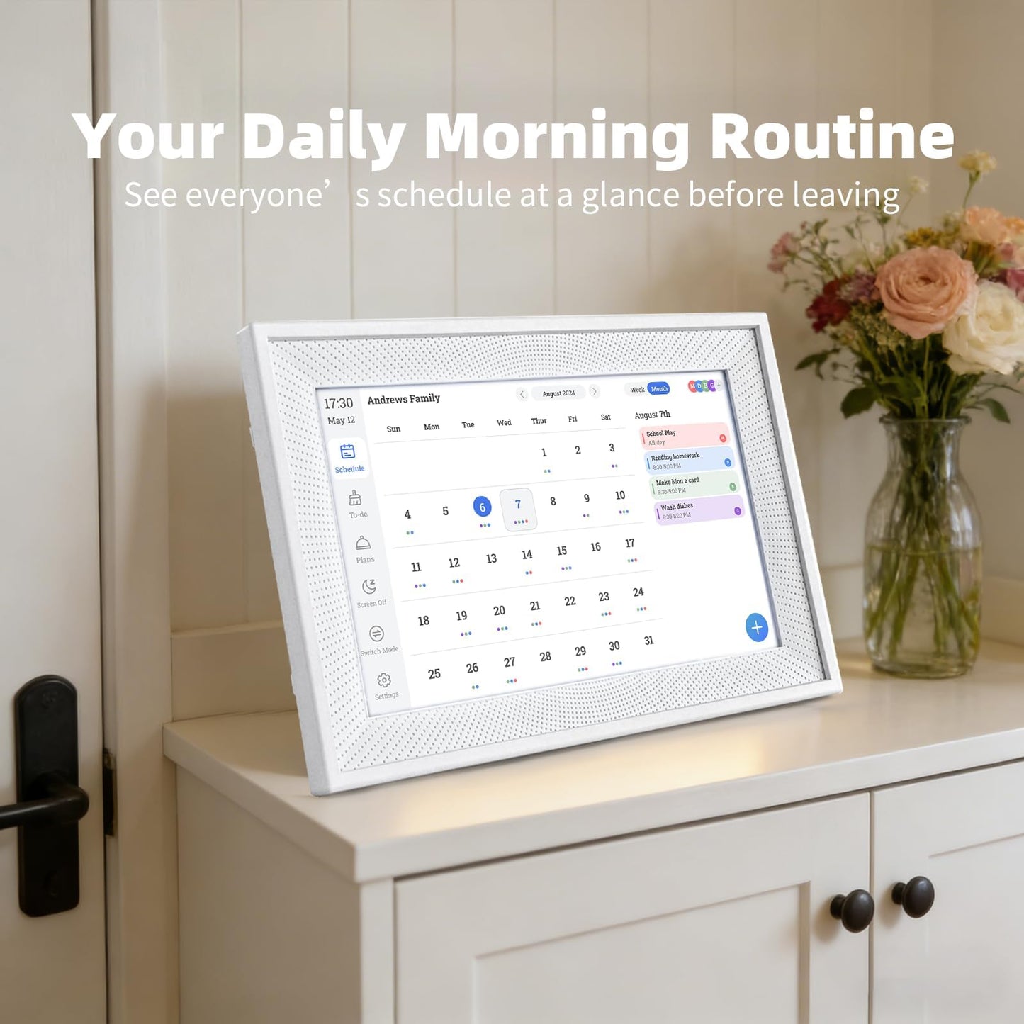 10.1" Smart Chore Chart & Visual Schedule for Kids - Digital Daily Routine Board, Neurodivergent Friendly Gamified Planner display, App Syncs w/ Google Calendar, No Subscription (Classic Routine Edition)