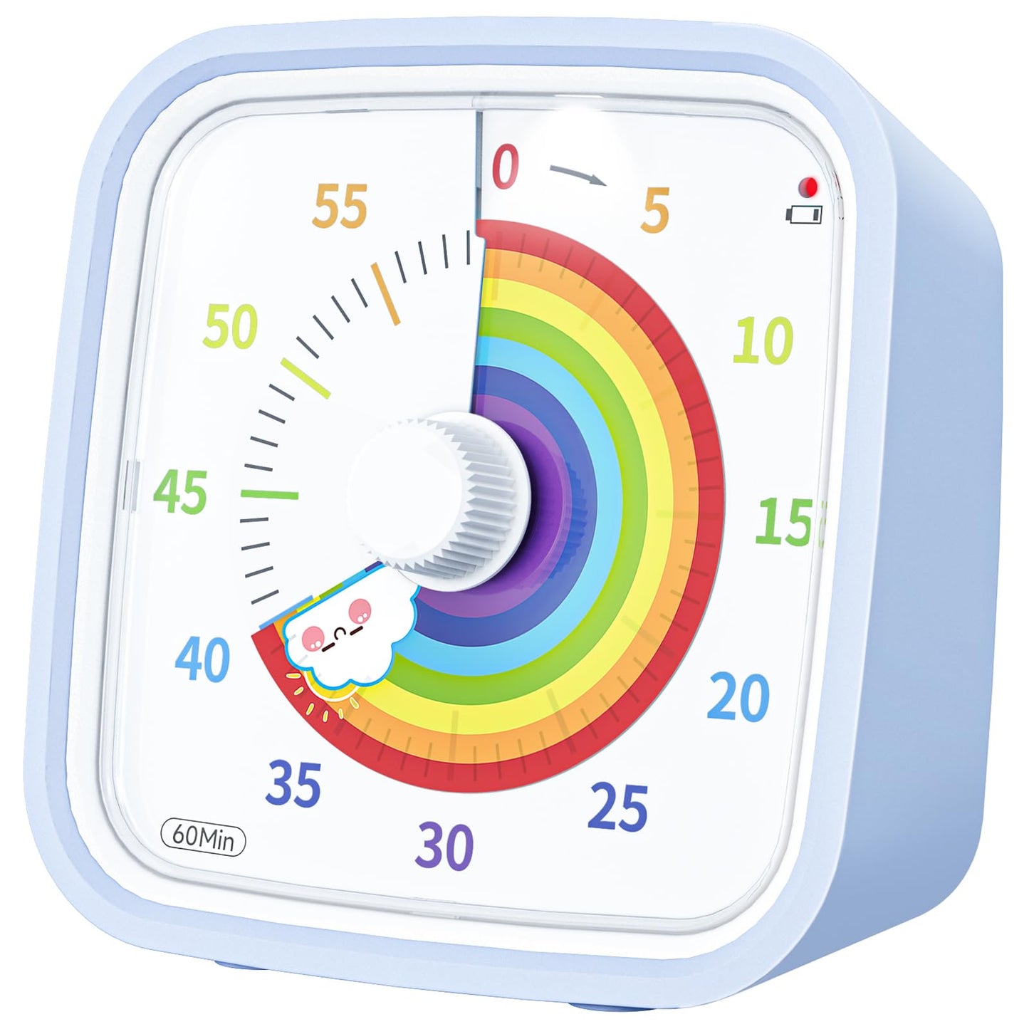 Yunbaoit Visual Timer with Protective Case, Rainbow Disk 60 Minute Countdown Timer for Kids and Adults, Silent Time Management Tool(Blue Rainbow)
