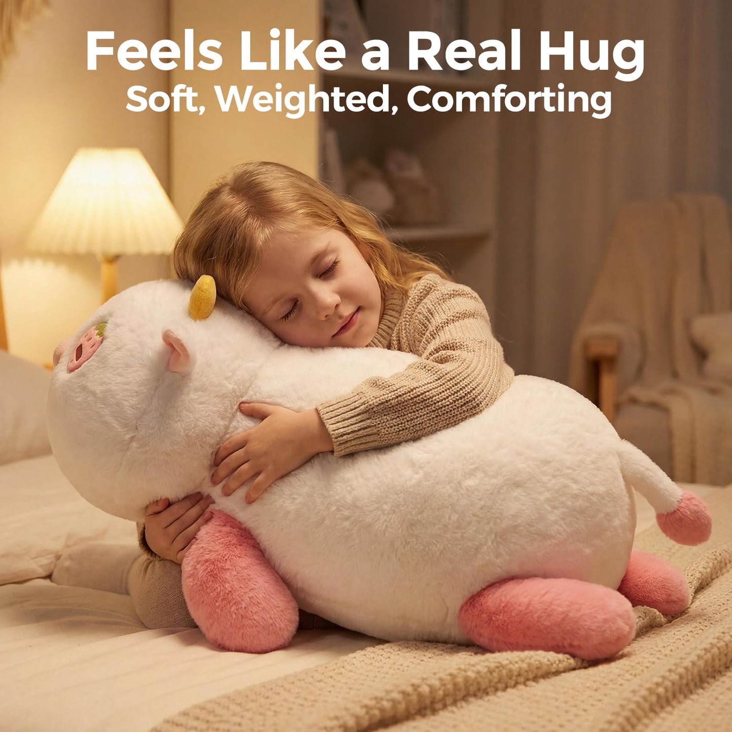 Mewaii Mom's Choice Award | 4 lbs Weighted Stuffed Animals Highland Cow - 23" Heavy Weighted Plush & Stuffy - Realistic Scottish Cow Plushy Gift for Kids & Adults - Large Cuddly Weighted Cow Toy