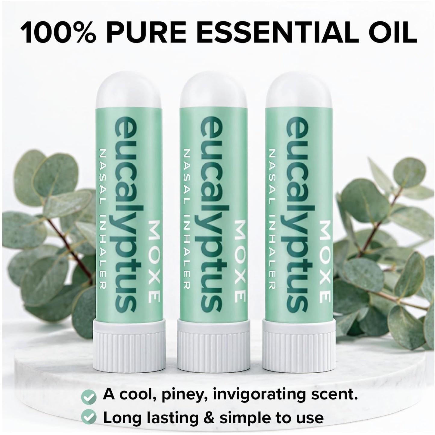 MOXE Lavender Essential Oil Nasal Inhaler, Therapeutic No-Mess Aromatherapy, Relaxation, Naturally Calming, Before Sleep Routine, Uplifts Mood, Pure and Undiluted, Made in USA (1 Pack)