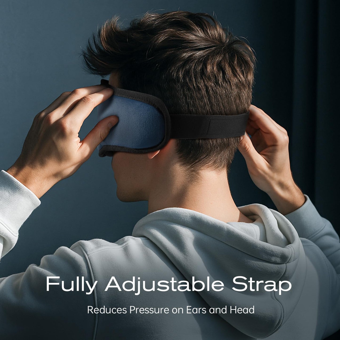 Bamboo Cotton Large Sleep Mask with Bluetooth Wireless Headphones - Blackout Eye Mask for Sleeping 3D Contoured Sleep Eye Cover Headband Ear Plugs Low Noise Hook for Men Women Better Experience (Grey)
