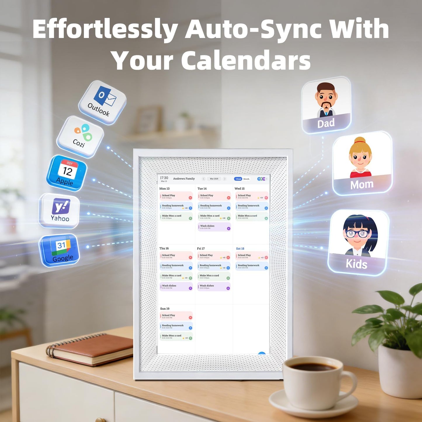 10.1" Smart Chore Chart & Visual Schedule for Kids - Digital Daily Routine Board, Neurodivergent Friendly Gamified Planner display, App Syncs w/ Google Calendar, No Subscription (Classic Routine Edition)