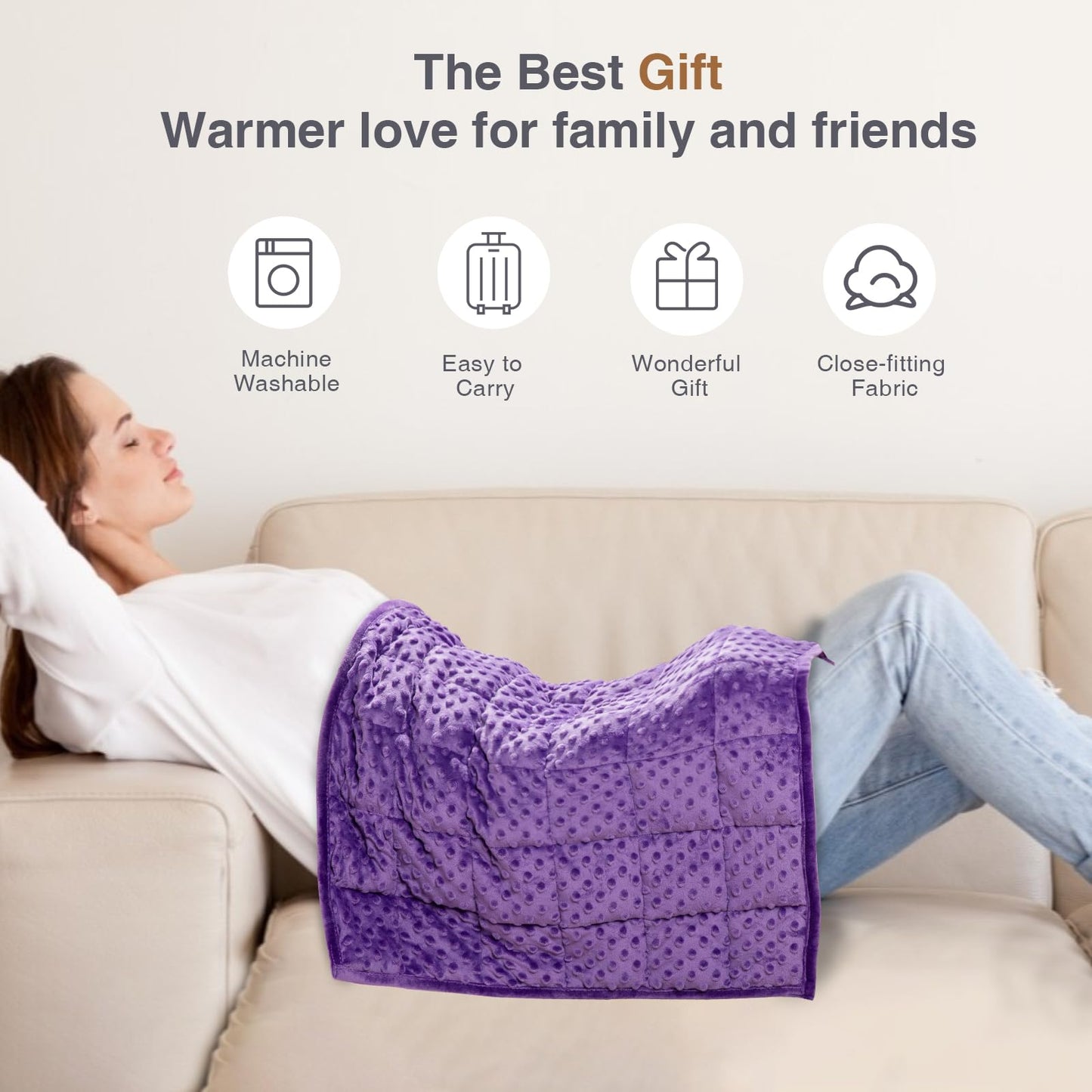 Alomidds Weighted Blanket, Luxury Velvet Weighted Blankets for Kids,Warm and Breathable Soft and Comfort Minky, Cute Heavy Blanket with Premium Glass Beads (41"x60" 7LBS, Purple)