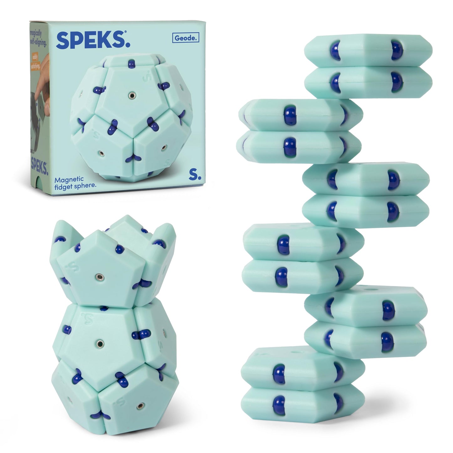 Speks Geode Magnetic Fidget Toy | Sensory Desk Toy for Adults & Teens 14+ | Stress Relief Gift | Sphere, Cool