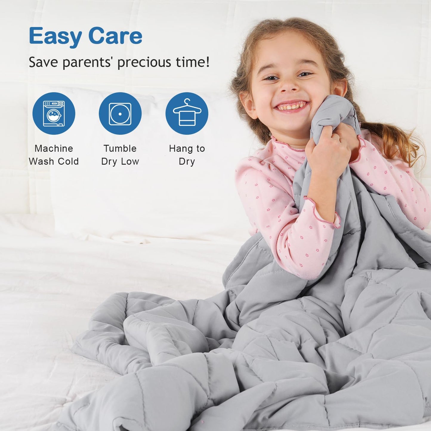 Kivik Weighted Blanket 3lbs, Blue Dinosaur Weighted Blankets, Cute Small Weighted Blankets 3 Pounds, Washable Soft Heavy Blanket Throw for All-Season, 36x48 Inches Blue