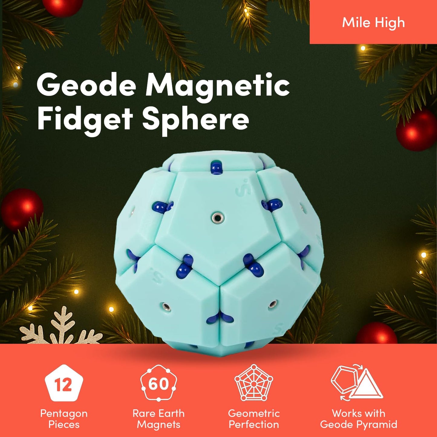 Speks Geode Magnetic Fidget Toy | Sensory Desk Toy for Adults & Teens 14+ | Stress Relief Gift | Sphere, Cool