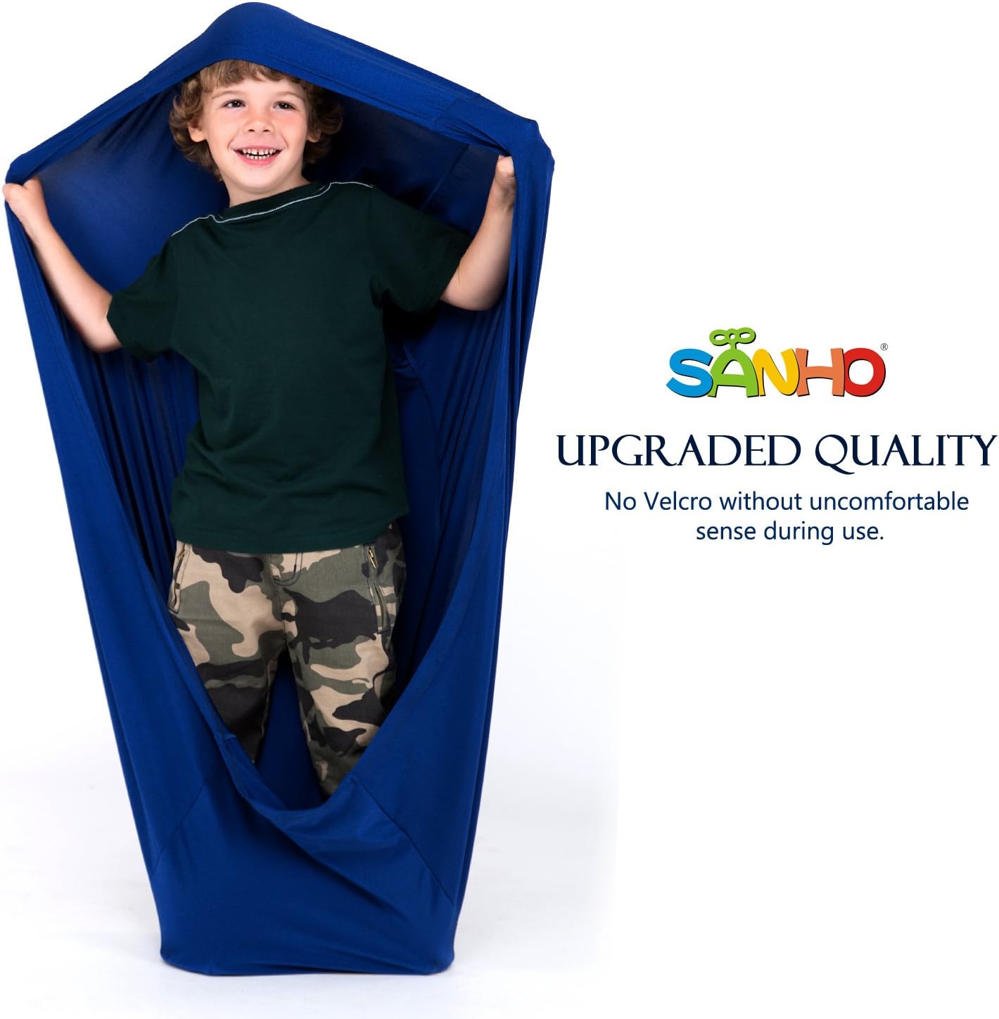SANHO Dynamic Movement Sensory Sock, Body Sock, Toys for Autistic and Sensory Processing Disorders, Updated Version, Good for height:35"- 59" Deep Blue