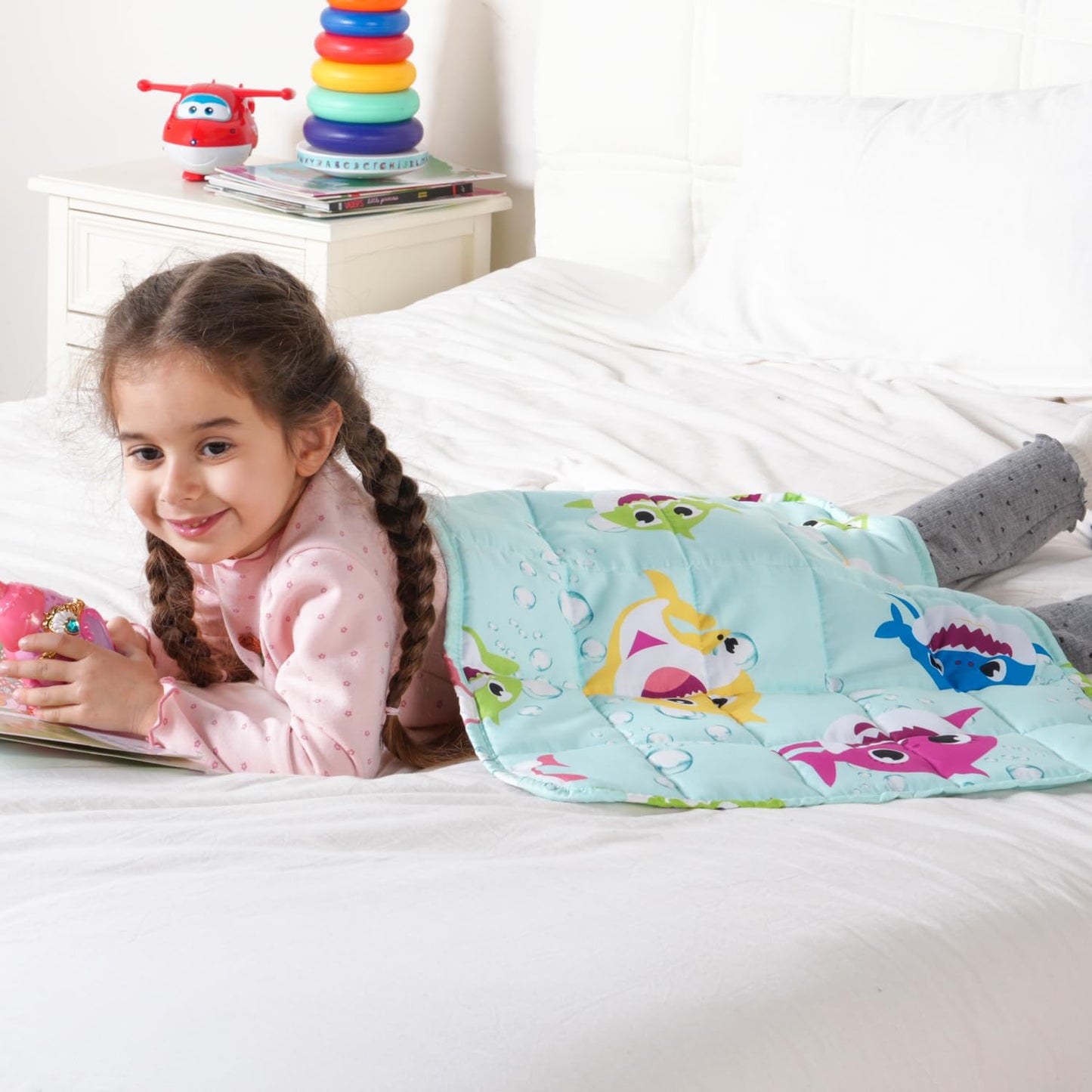 Kivik Weighted Blanket 3lbs, Blue Dinosaur Weighted Blankets, Cute Small Weighted Blankets 3 Pounds, Washable Soft Heavy Blanket Throw for All-Season, 36x48 Inches Blue