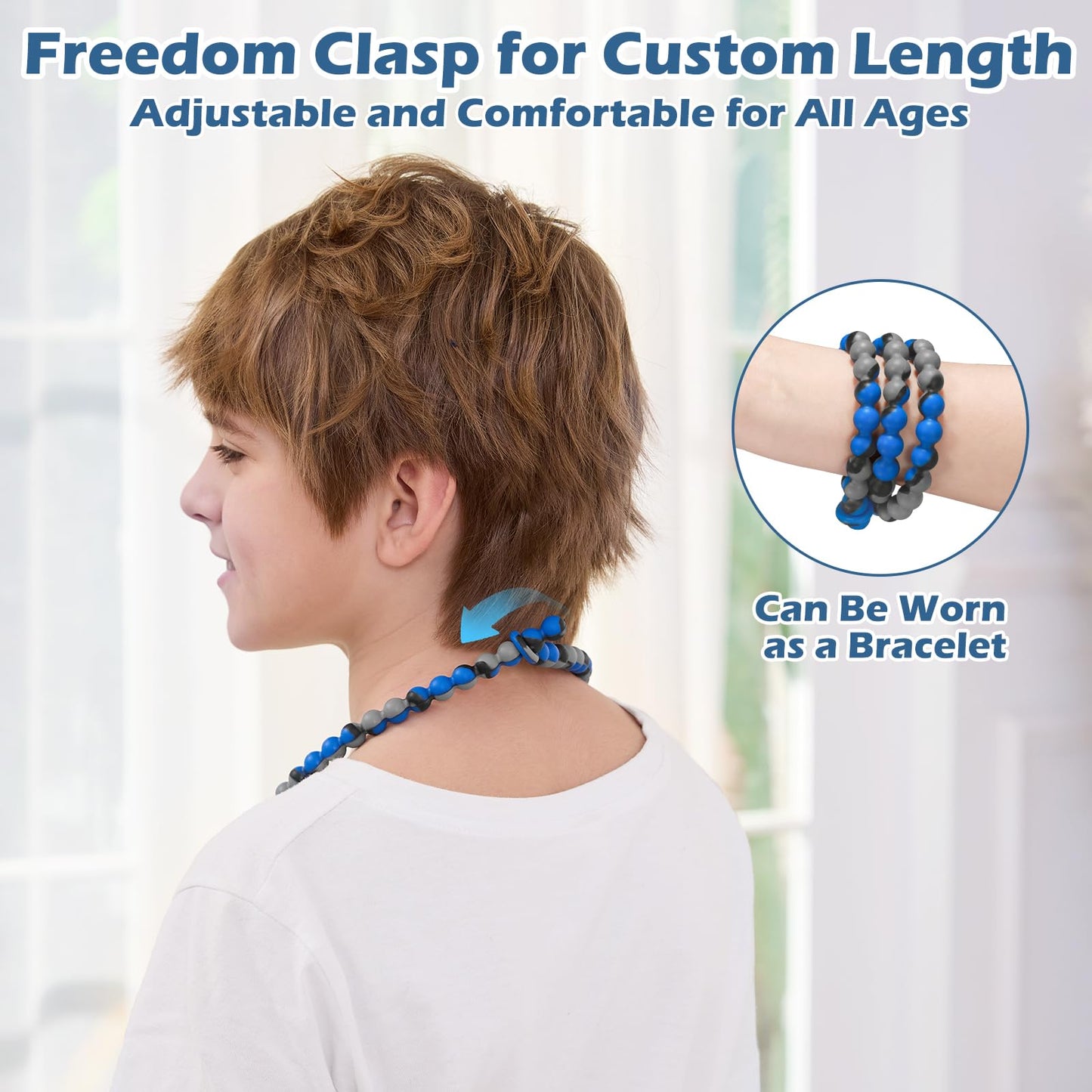 Chew Necklaces for Sensory Kids and Adults, Chewy Necklace Sensory Toys for Nail Biting, Silicone Necklace for Autism, ADHD, SPD, Fidget Oral Chew Toys for Boys and Girls Kids