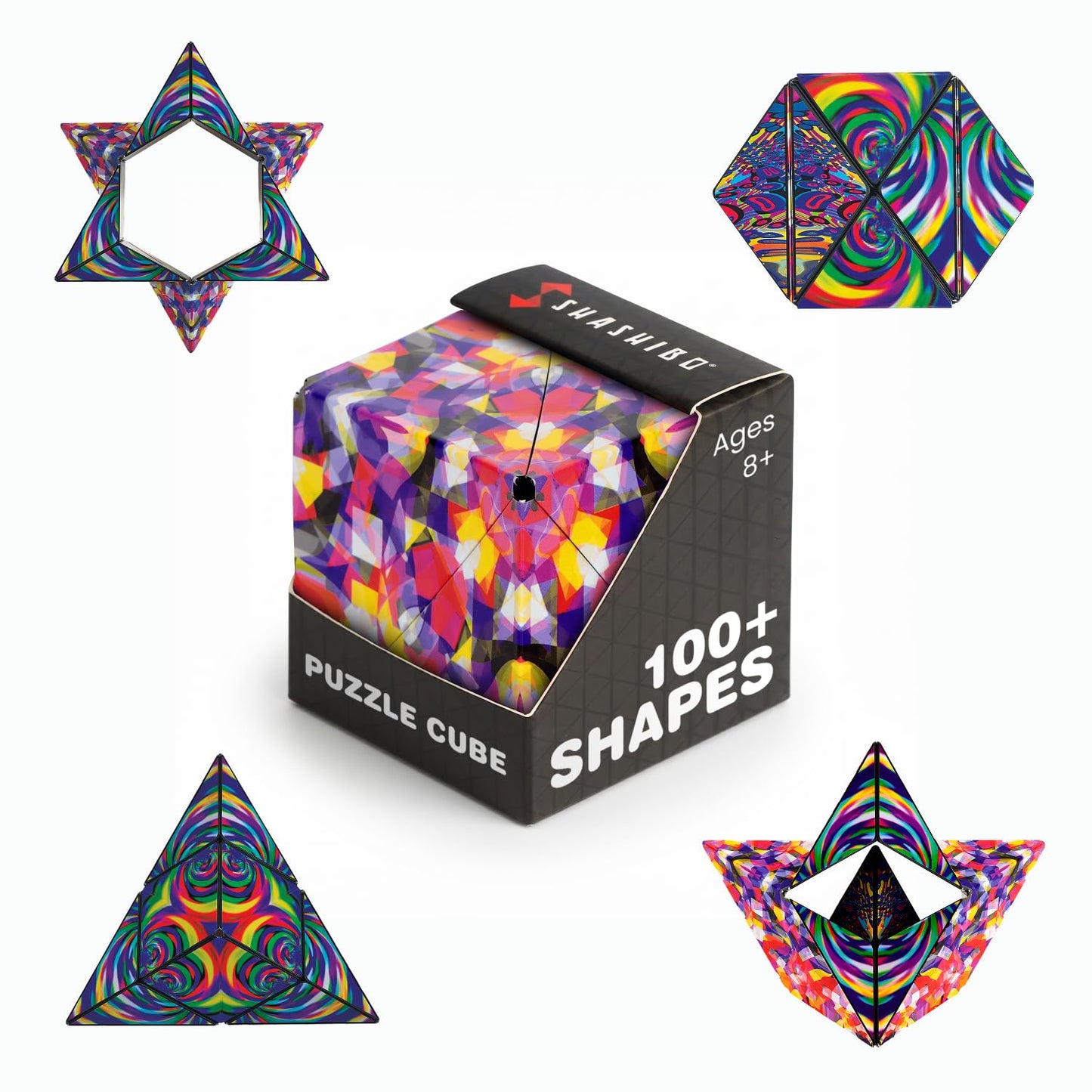 Shashibo Sensory Fidget Toy for Adults & Kids, Stress Relief Fidget Toy for Adults, Teens & Kids, Cool Fidget Toys for Desk, Classroom Must Have, Sensory Shape Shifting Cube, 100+ Possible Shapes