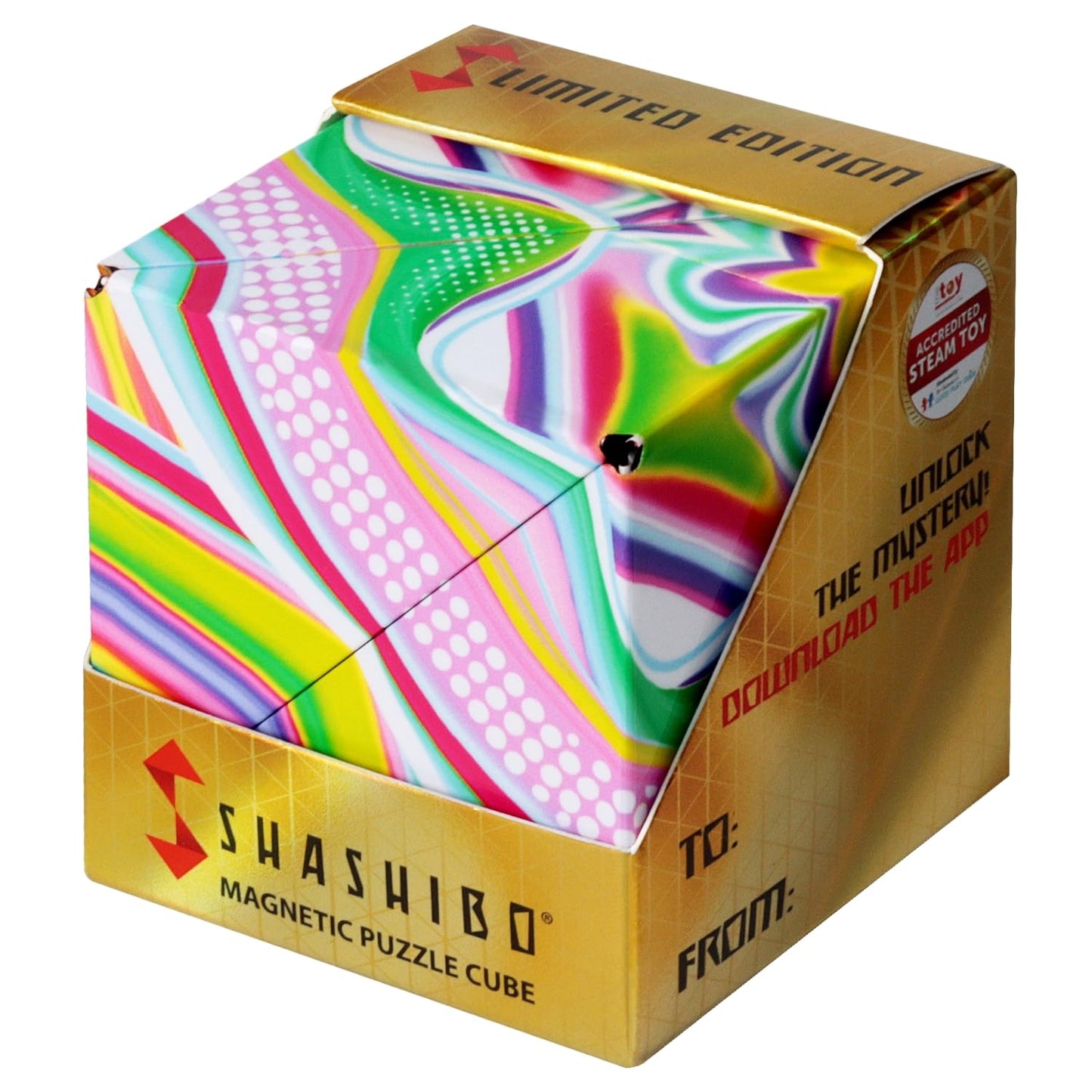 Shashibo Sensory Fidget Toy for Adults & Kids, Stress Relief Fidget Toy for Adults, Teens & Kids, Cool Fidget Toys for Desk, Classroom Must Have, Sensory Shape Shifting Cube, 100+ Possible Shapes