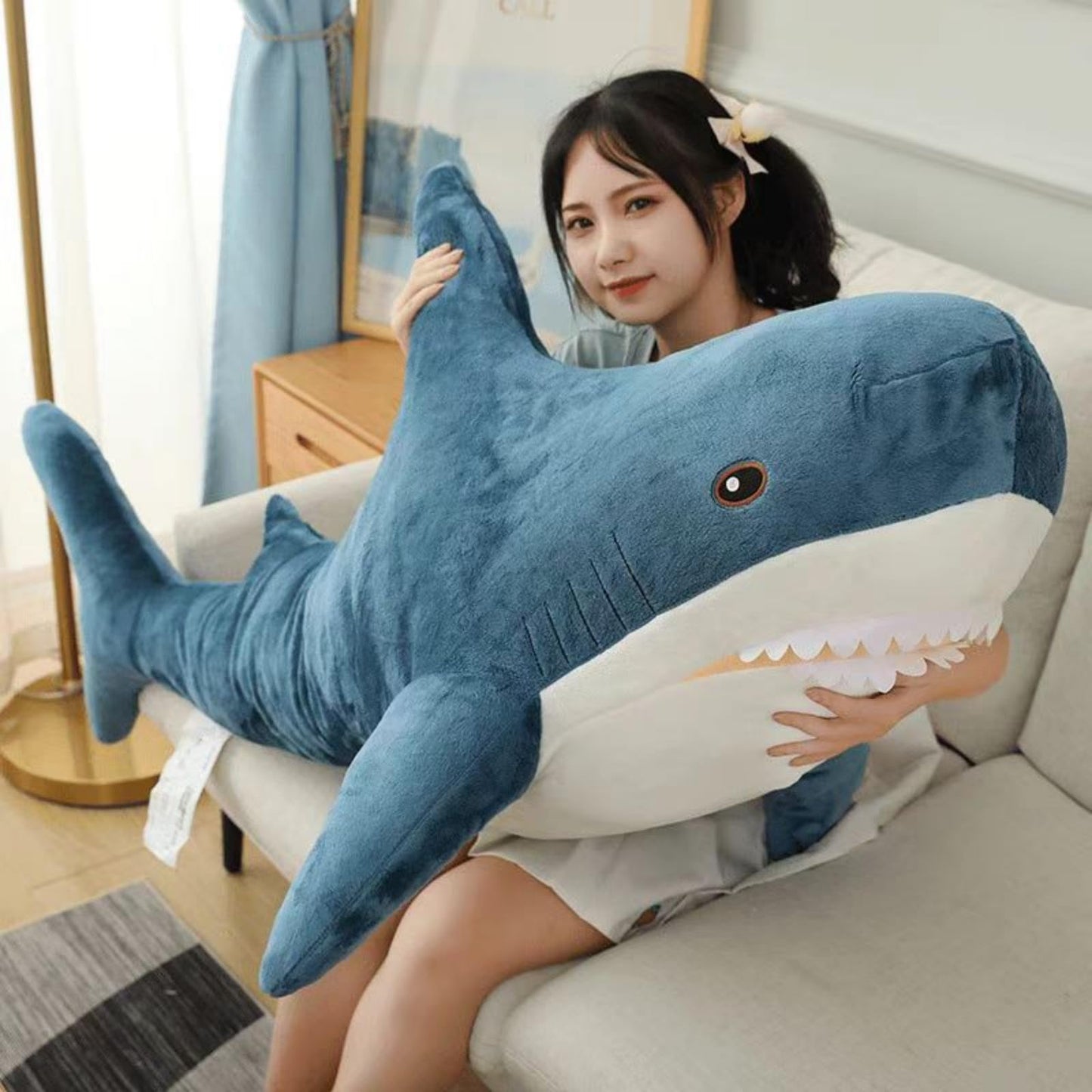 39.4 Inch XXL 15% Chubbier Weighted Giant Shark Stuffed Animal,Soft Chonky Shark Toys Shark Plush Pillows Stuffed Shark for Brave Boy's and Girl's Room Décor,Perfect Stress Relief for Women