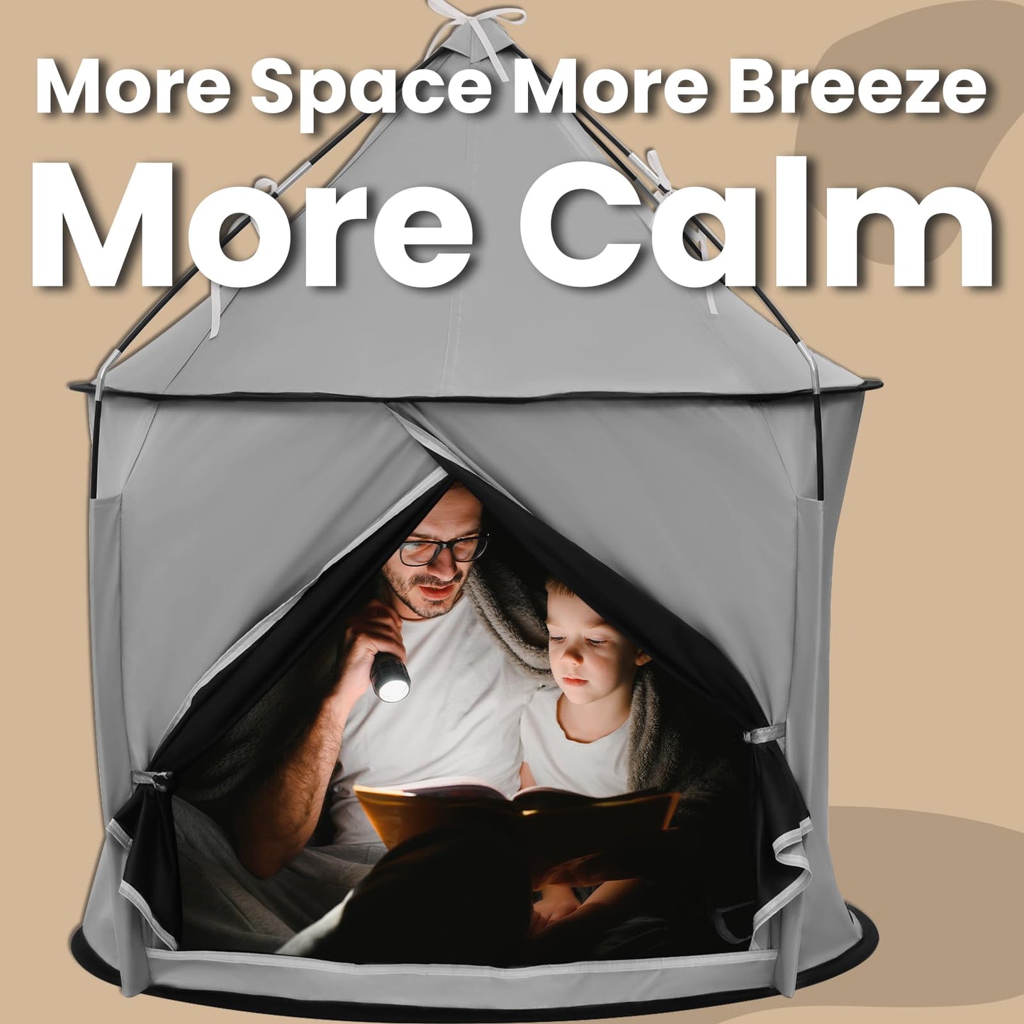 Blackout Sensory Tent, CPC Certified Calm Space for Autism Kids | Blackout Fabric, with Fan Port and Air Vent, CPC Certified Safe Structure, Spacious 39 x 39 x 45 in, Easy Setup