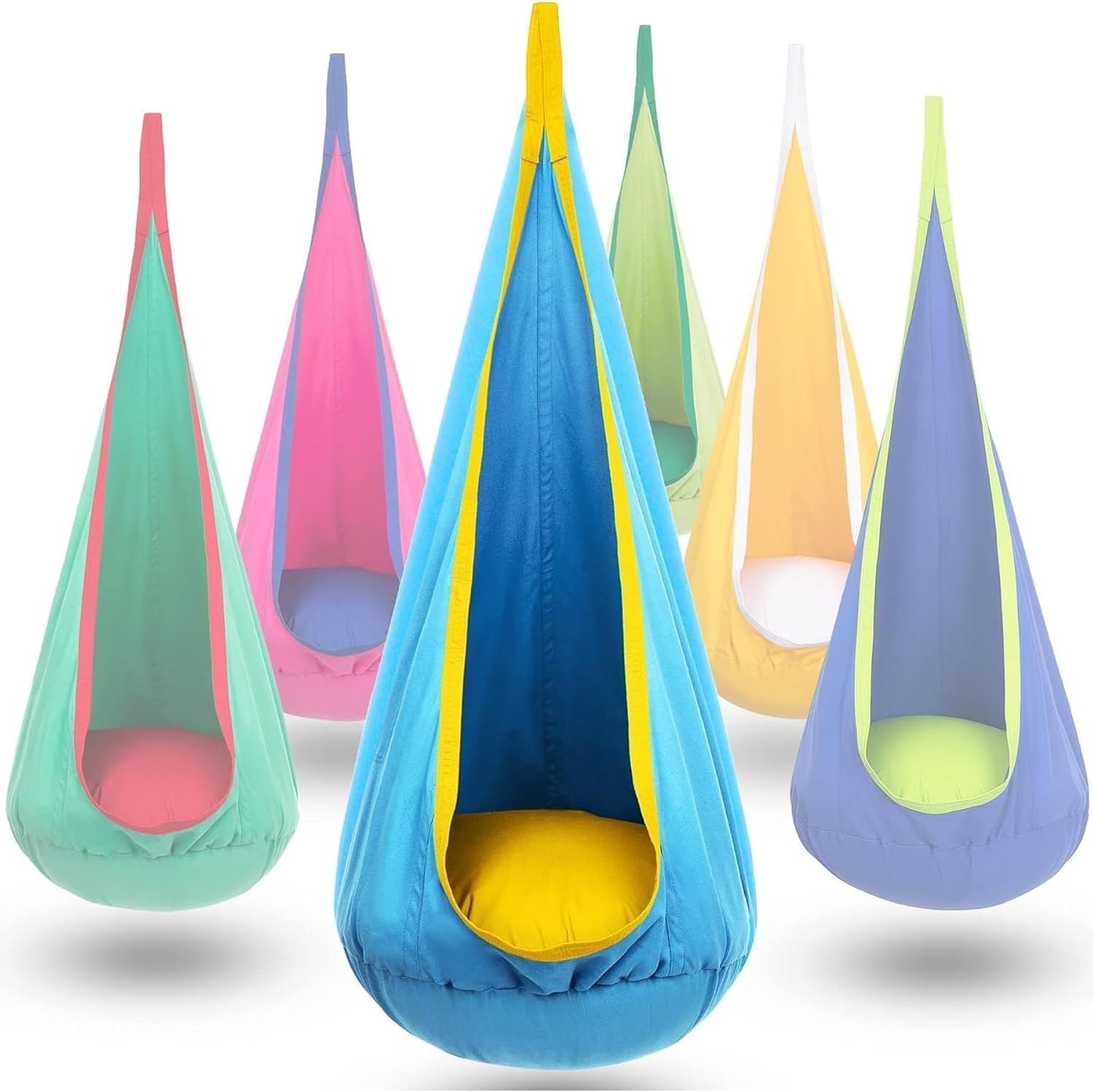 New Kids Pod Swing Chair, Indoor Hanging Swing for Bedroom, Sensory and Balance Play, Cozy Nook for Reading, Relaxing, and Playtime, Indoor Kids Hammock, Pod Swing for Boys and Girls