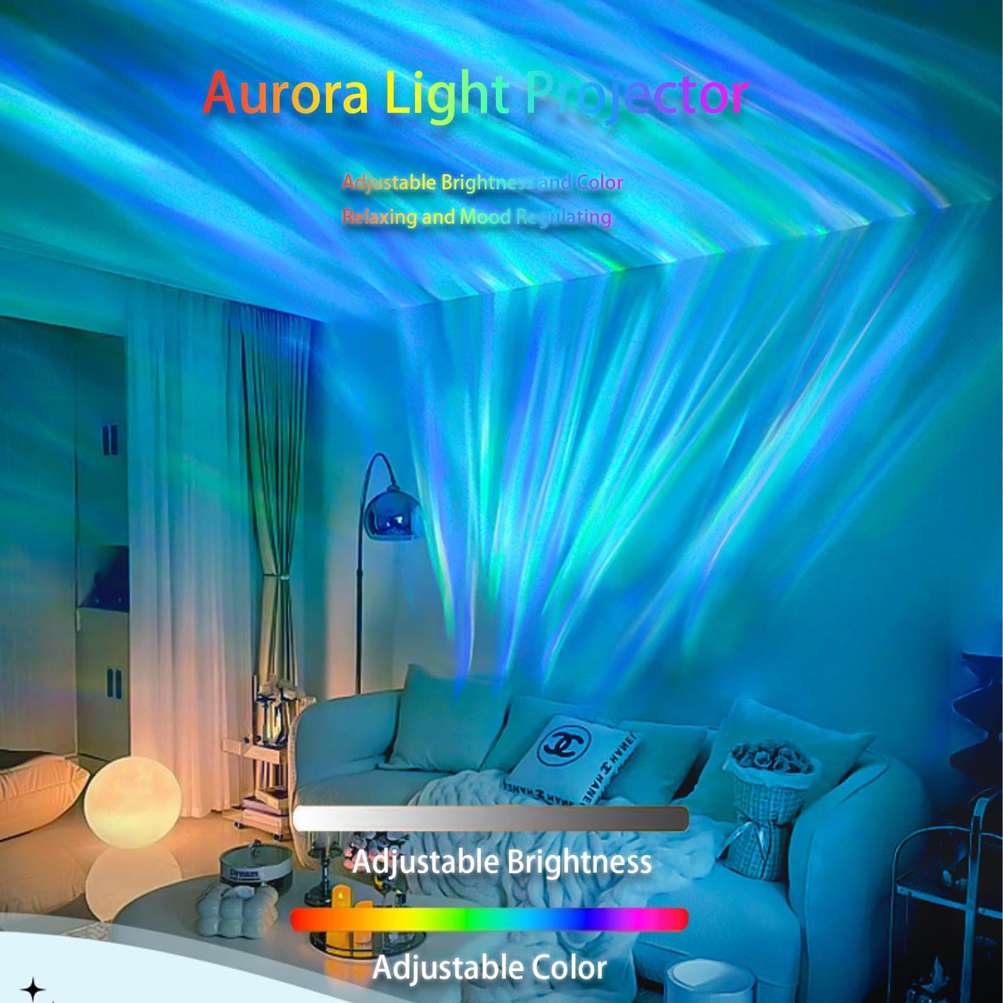 Ocean Wave Projector Light, 16-Color LED Shower Lamp with Remote, 3D Water Ripple Projection, Romantic Ambient Lighting for Kids Room, Relaxation, Bedroom, Bathroom & Night Light
