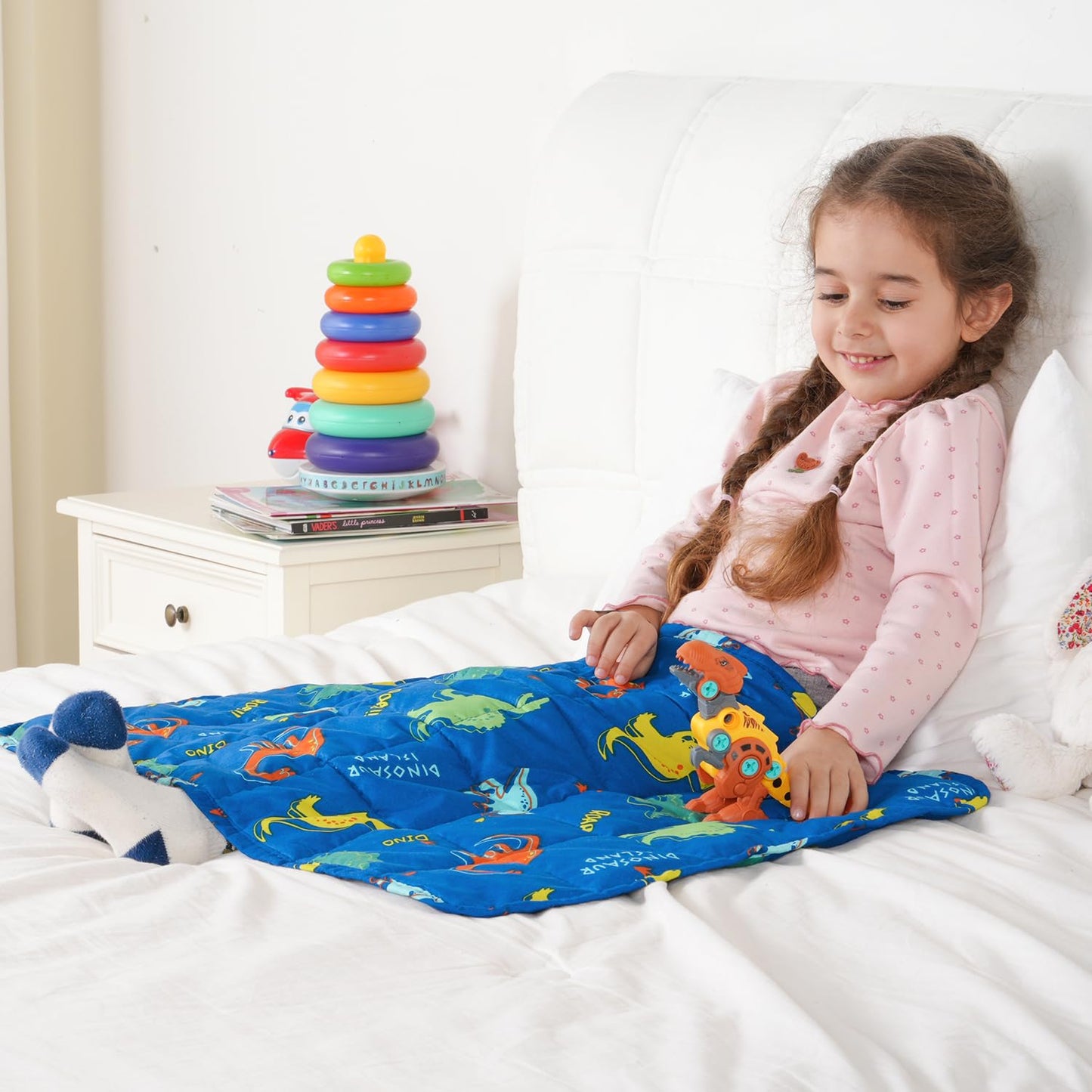 Kivik Weighted Blanket 3lbs, Blue Dinosaur Weighted Blankets, Cute Small Weighted Blankets 3 Pounds, Washable Soft Heavy Blanket Throw for All-Season, 36x48 Inches Blue