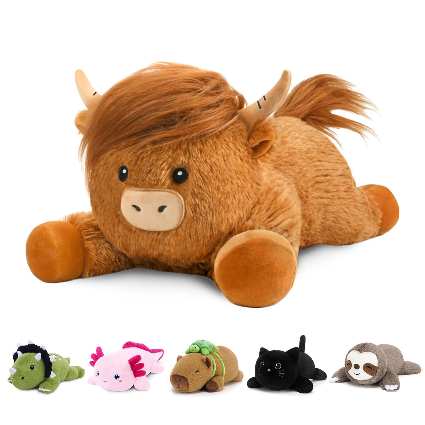 SQEQE Weighted Stuffed Animals Capybara Plush, Weighted Capybara Stuffed Animals with Turtle Backpack, Soft Pillow Toy for Kids Adults, Birthday Present & Valentines Gifts 9.8 Inch, 0.8 Lb