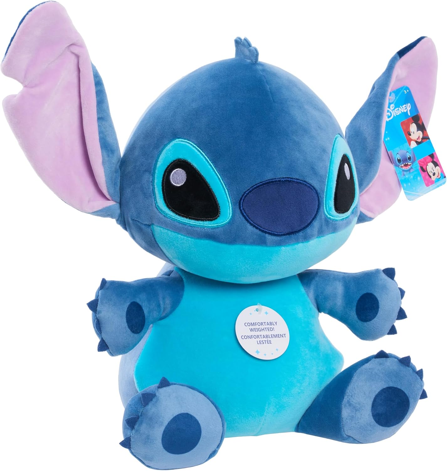 Disney Stitch Comfort Weighted Plush Stitch, 14-inch Stuffed Animal, Alien, Blue, Kids Toys for Ages 3 Up by Just Play
