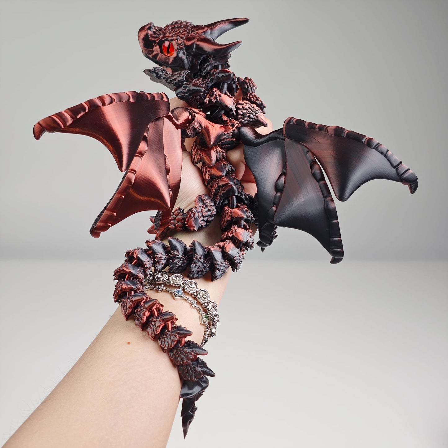 3D Printed Dragon with Wings, 3D Printed Animals Toys, Fidget Dragon Toys, Flexible Articulated Winged Crystal Dragon Model, Desktop Pet Decor, Dragon Gift for Kids & Adult (Random-Rainbow)