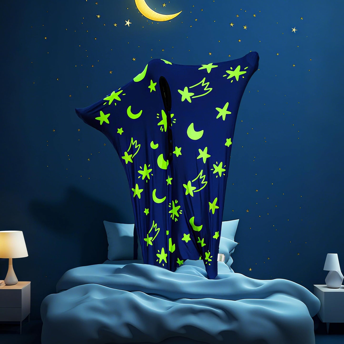 Sensory Body Sock, 47" x 27" Sensory Sack Premium Sensory Sock Glow in The Dark for 6-9 Autistic Children, Good for Height: 41"-51" Medium, Green