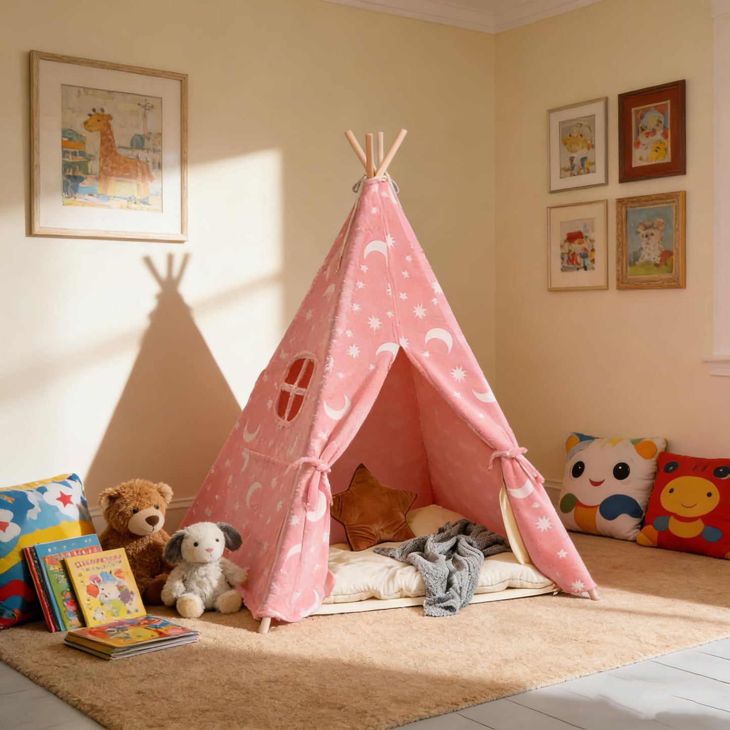 Teepee Tent for Kids,Portable Kids Play Tents,Indoor Glow Play Tent