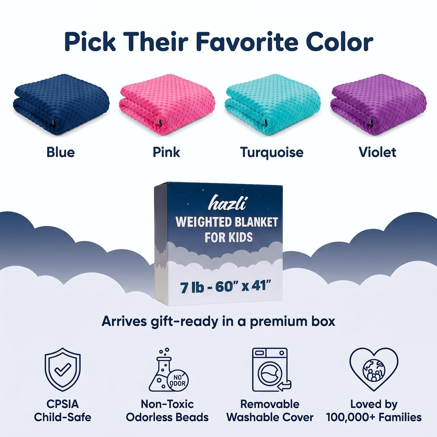 hazli Super-Soft Kids Weighted Blanket 5 Pounds - Weighted Blanket for Kids - Easy to Clean, Washable Minky Cover - 36x48 Inches 5lbs Child - Small Heavy Blanket for Girls and Boys