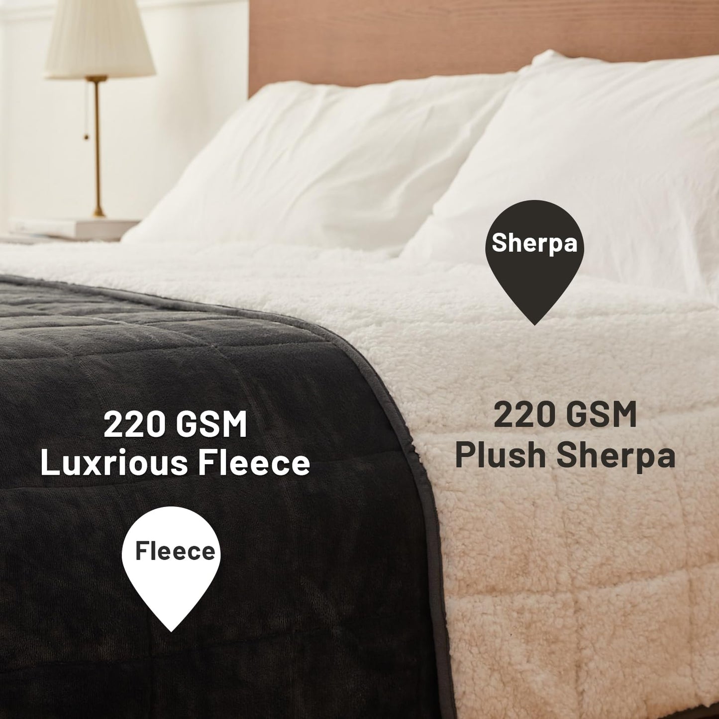 Weighted Blanket 15 lbs 60x80 inches, Sherpa Fleece Throw Blanket for Adult, Fuzzy Fluffy Soft Cozy Heavy Blanket for Couch Sofa, Plush Thick and Warm Winter Blanket Queen Size Bed