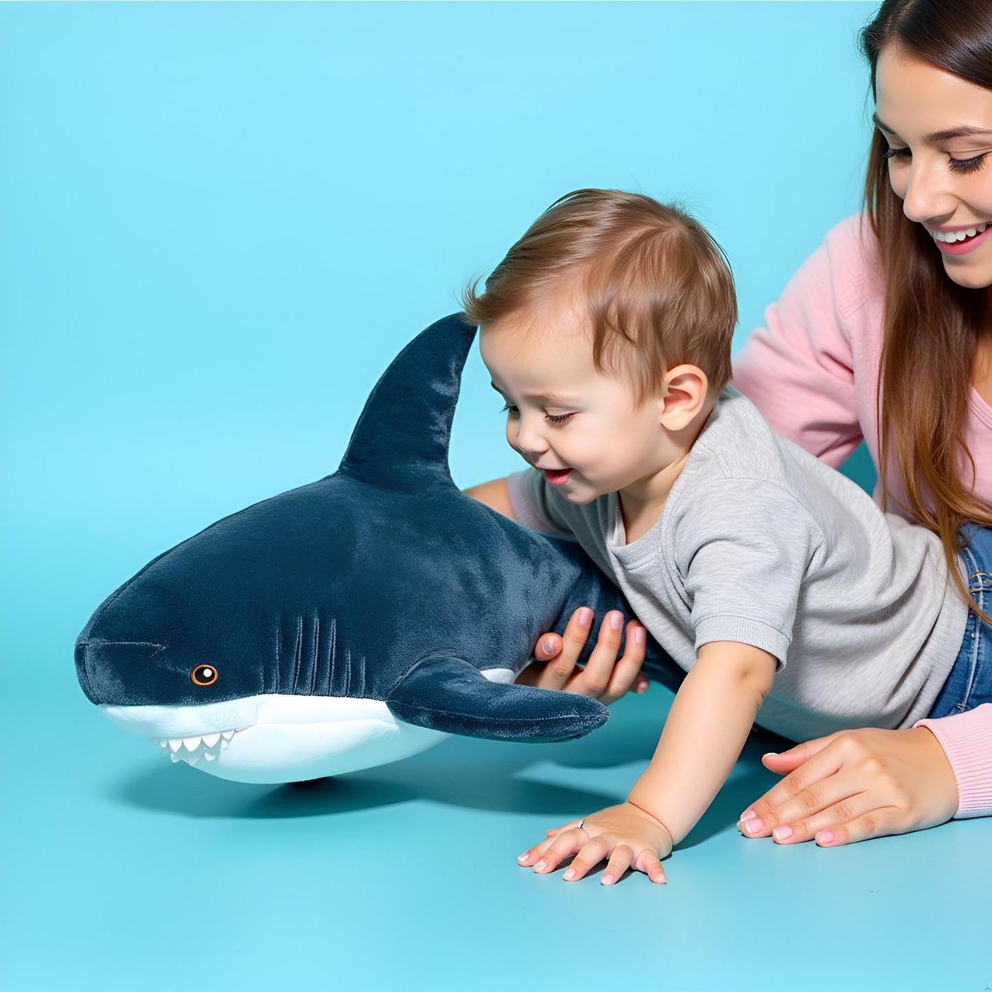 39.4 Inch XXL 15% Chubbier Weighted Giant Shark Stuffed Animal,Soft Chonky Shark Toys Shark Plush Pillows Stuffed Shark for Brave Boy's and Girl's Room Décor,Perfect Stress Relief for Women
