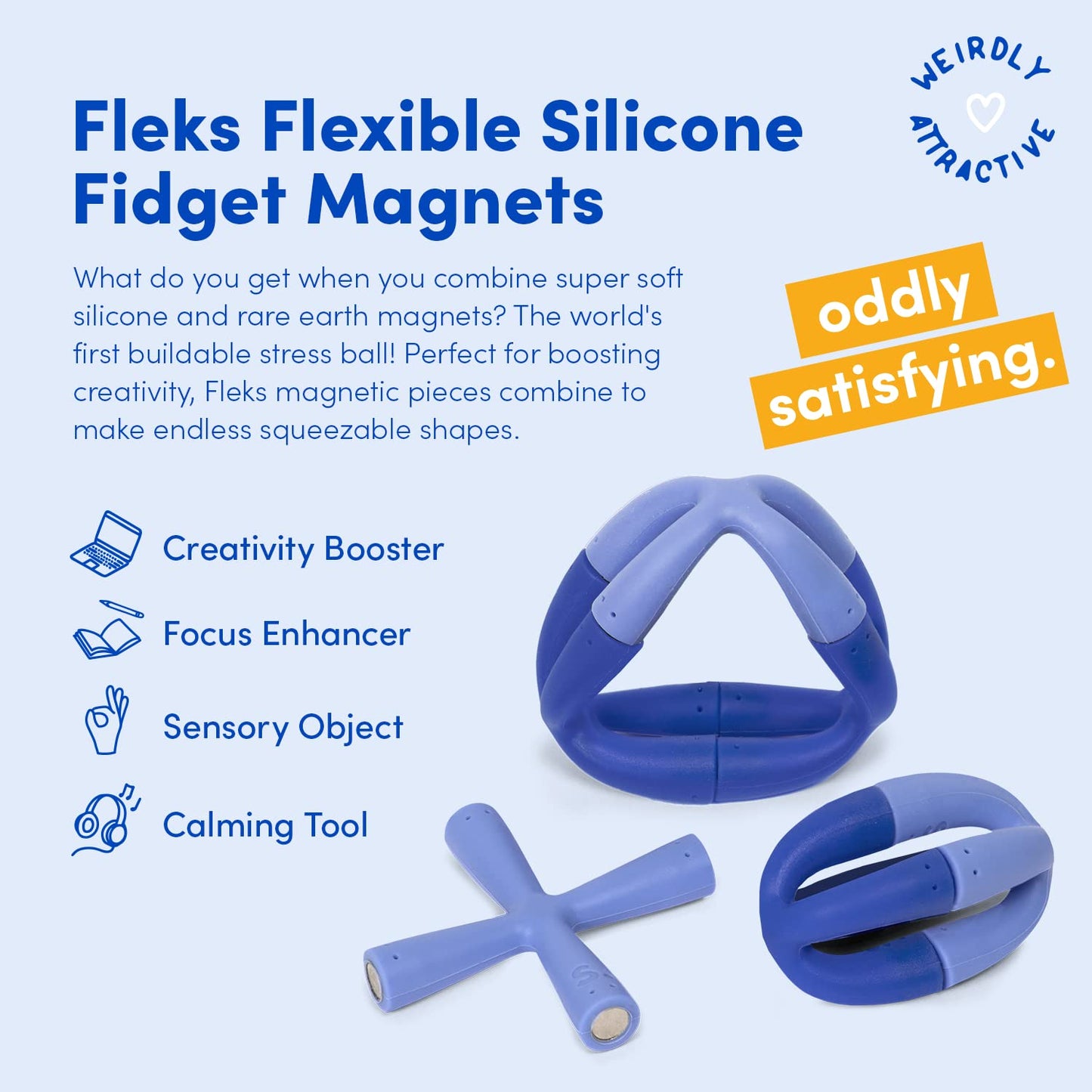 Speks Fleks Flexible Silicone Magnetic Fidget Toy - Fun Desk Toy for Adults & Teens 14+ | Sensory Gadget, Stress Relief | 6-Piece Set, Evergreen