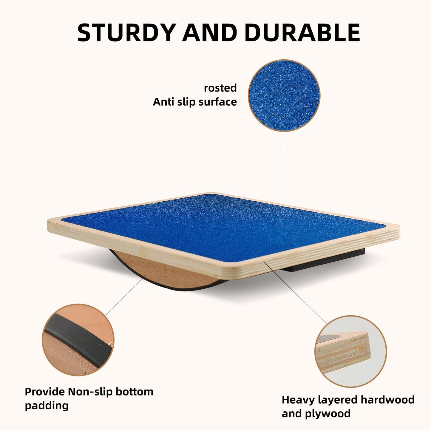 Juoe Balance Board Wobble Board for Adults and Kids - Anti-Slip 350LBS Balance Board for Physical Therapy,Balance Training,Posture Correction,Standing Desk Core Strength Wooden Balance Rocker Board