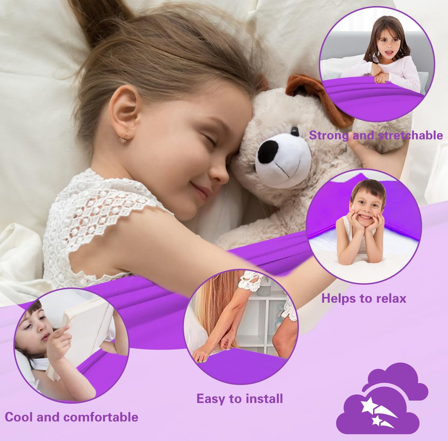 Sensory Sheet for Kids Special Needs Bed Sheet f Breathable and Stretchy (Blue, Twin)