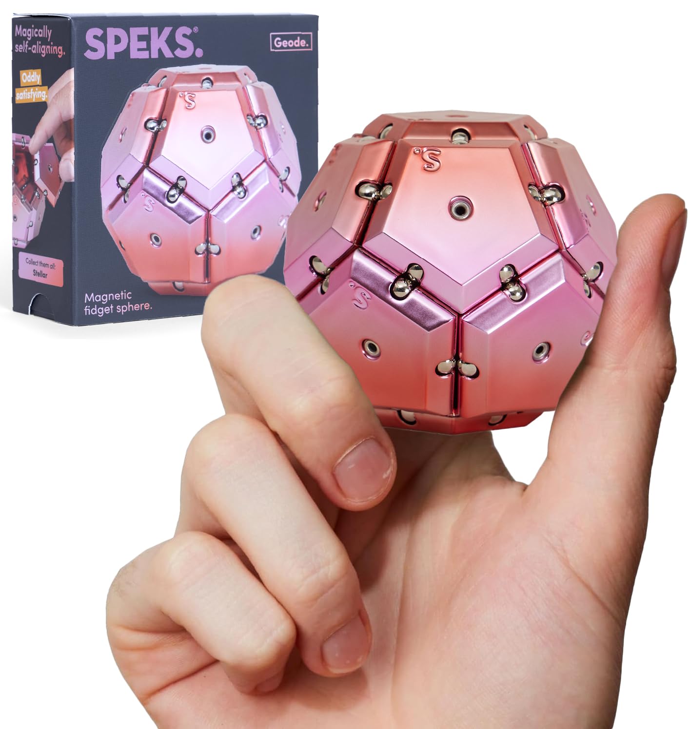 Speks Geode Magnetic Fidget Toy | Sensory Desk Toy for Adults & Teens 14+ | Stress Relief Gift | Sphere, Cool
