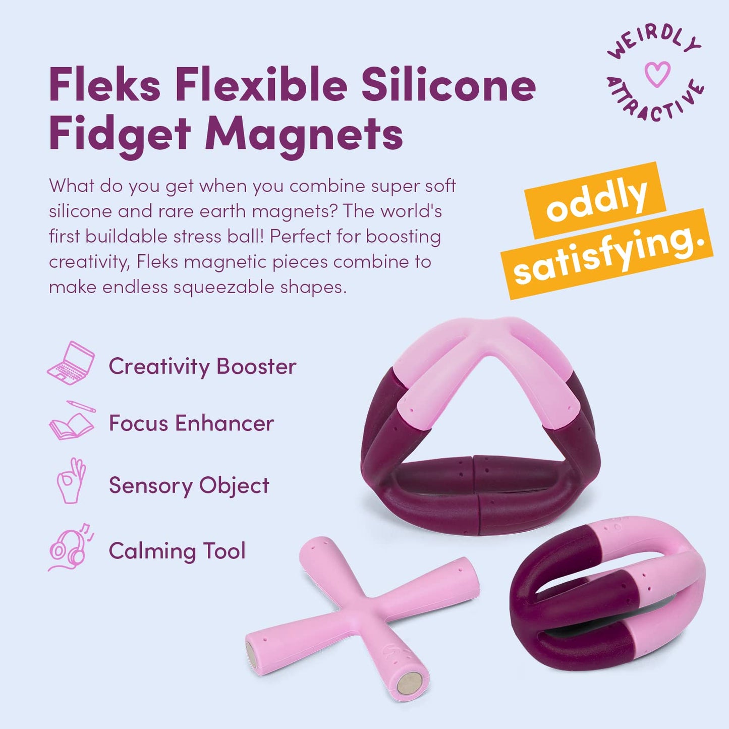Speks Fleks Flexible Silicone Magnetic Fidget Toy - Fun Desk Toy for Adults & Teens 14+ | Sensory Gadget, Stress Relief | 6-Piece Set, Evergreen