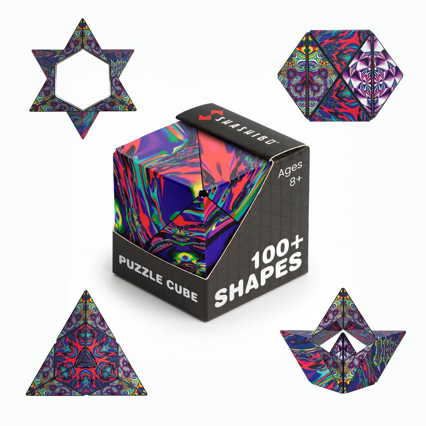 Shashibo Sensory Fidget Toy for Adults & Kids, Stress Relief Fidget Toy for Adults, Teens & Kids, Cool Fidget Toys for Desk, Classroom Must Have, Sensory Shape Shifting Cube, 100+ Possible Shapes
